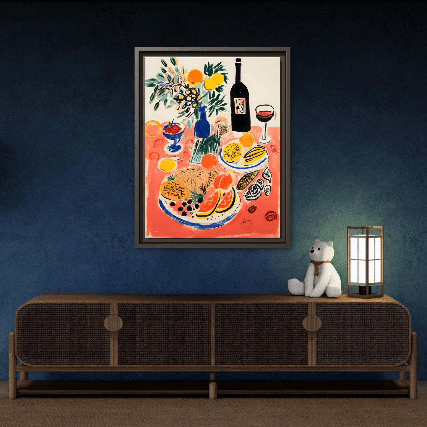Retro Dinner Food Chef Wall Art Canvas Framed Kitchen Prints