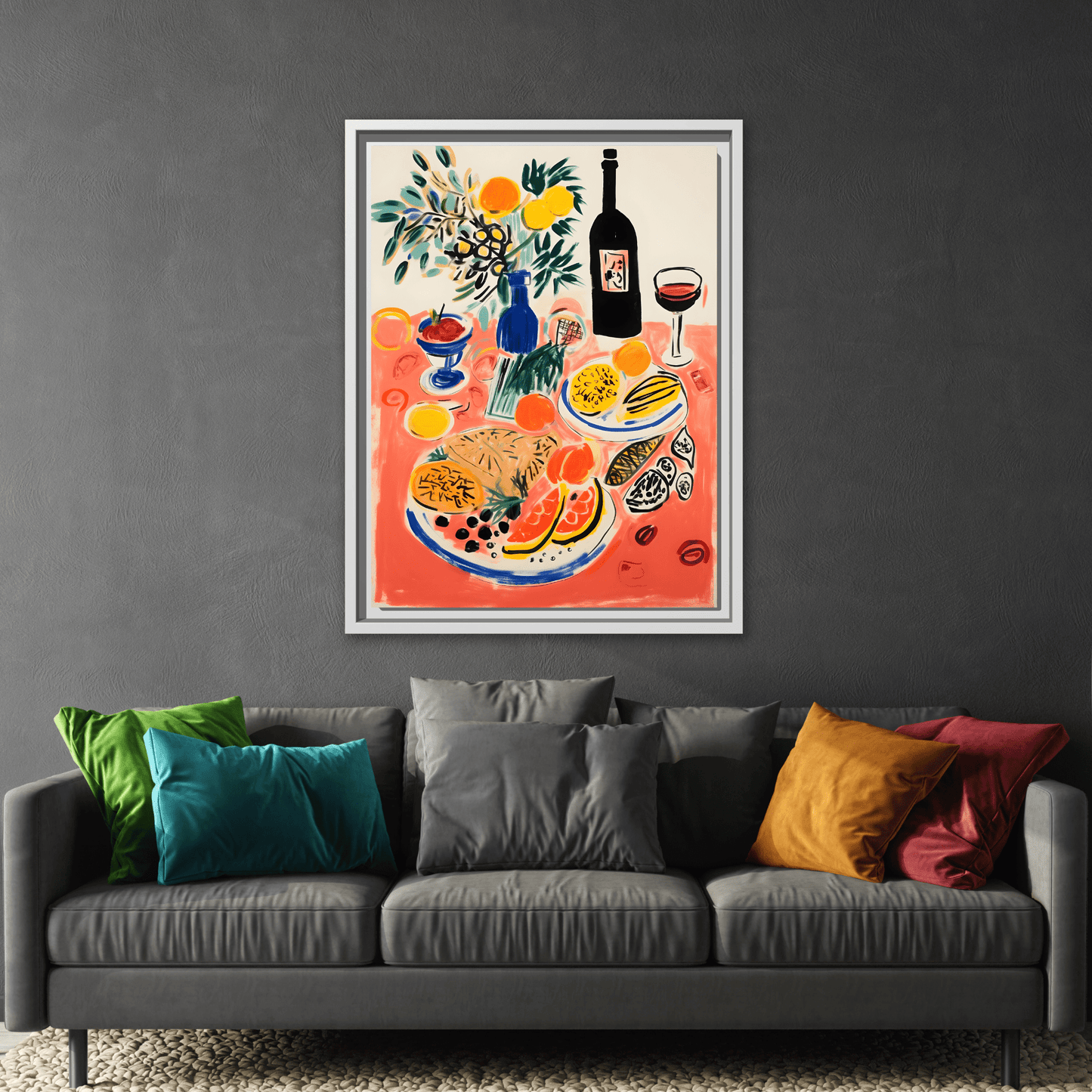 Retro Dinner Food Chef Wall Art Canvas Framed Kitchen Prints