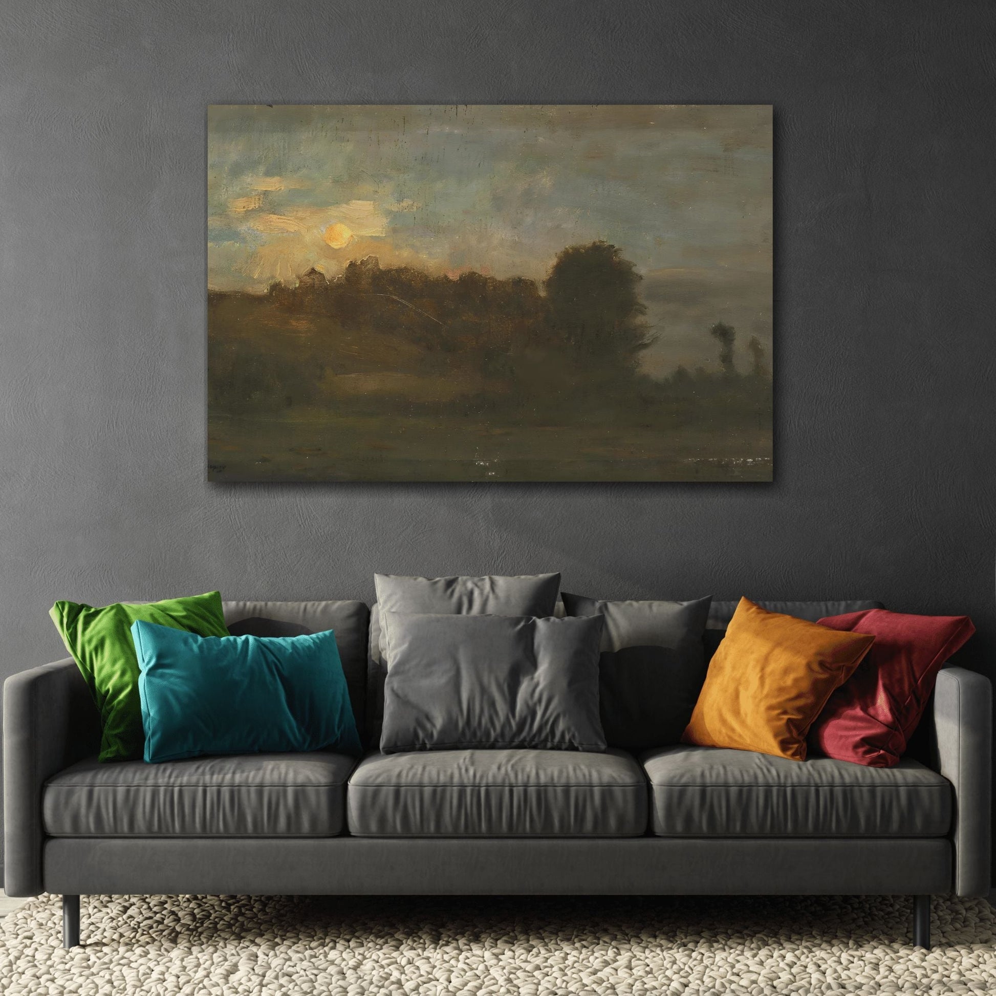 River Banks Canvas Wall Art Print - Classic French Landscape Painting for Home Decor