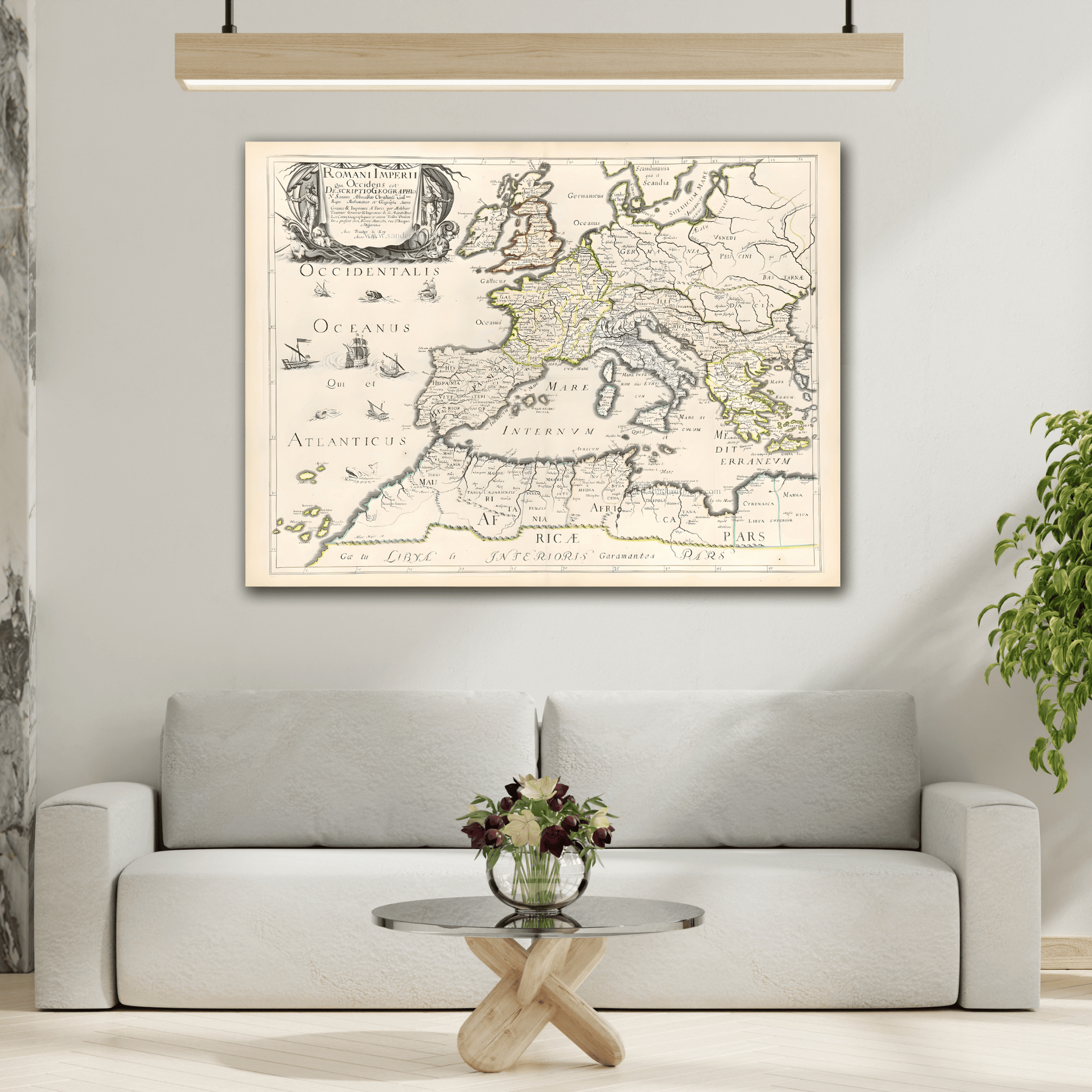 Roman Empire Map Canvas Print - Famous Artist Nicolas Sanson Wall Art Prints