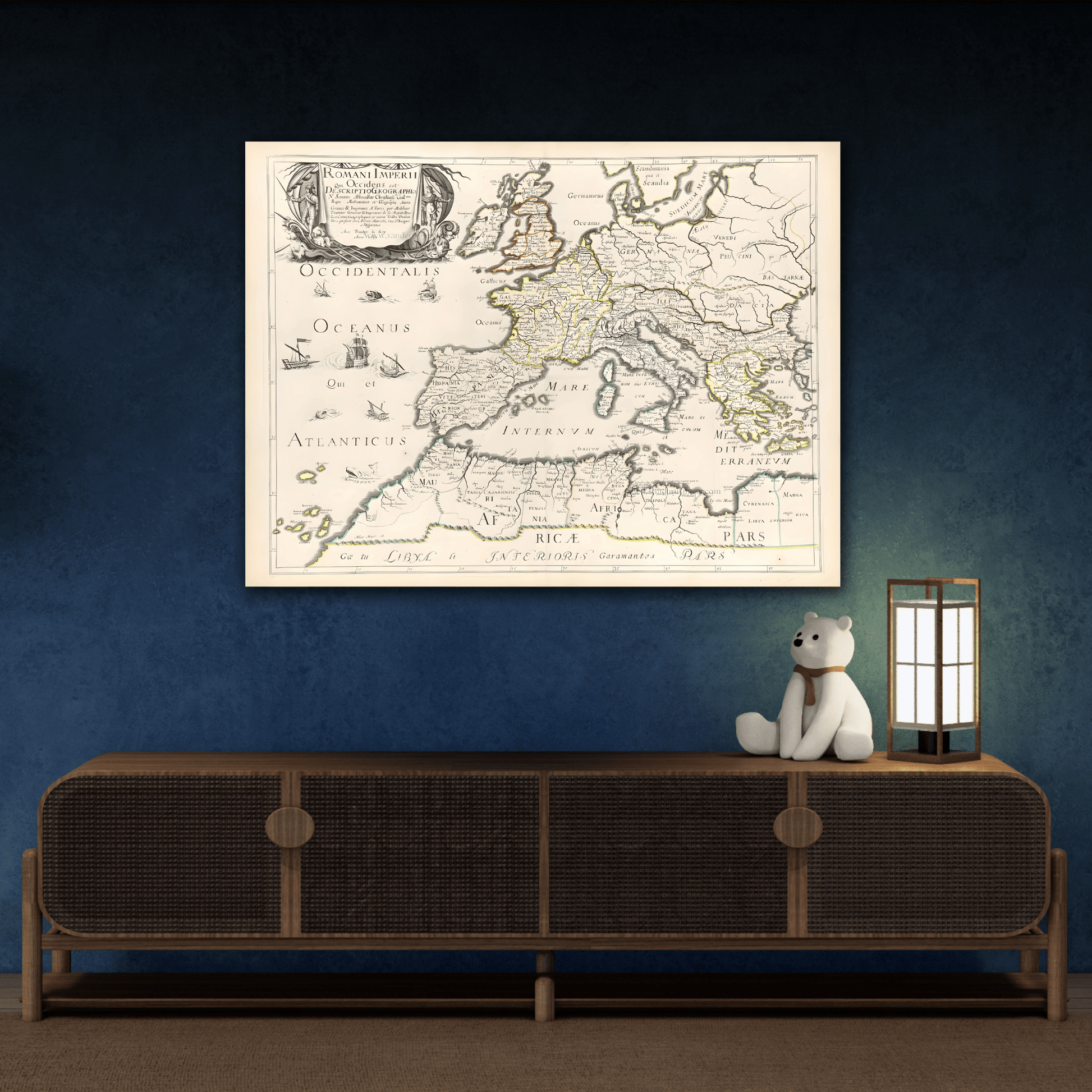 Roman Empire Map Canvas Print - Famous Artist Nicolas Sanson Wall Art Prints
