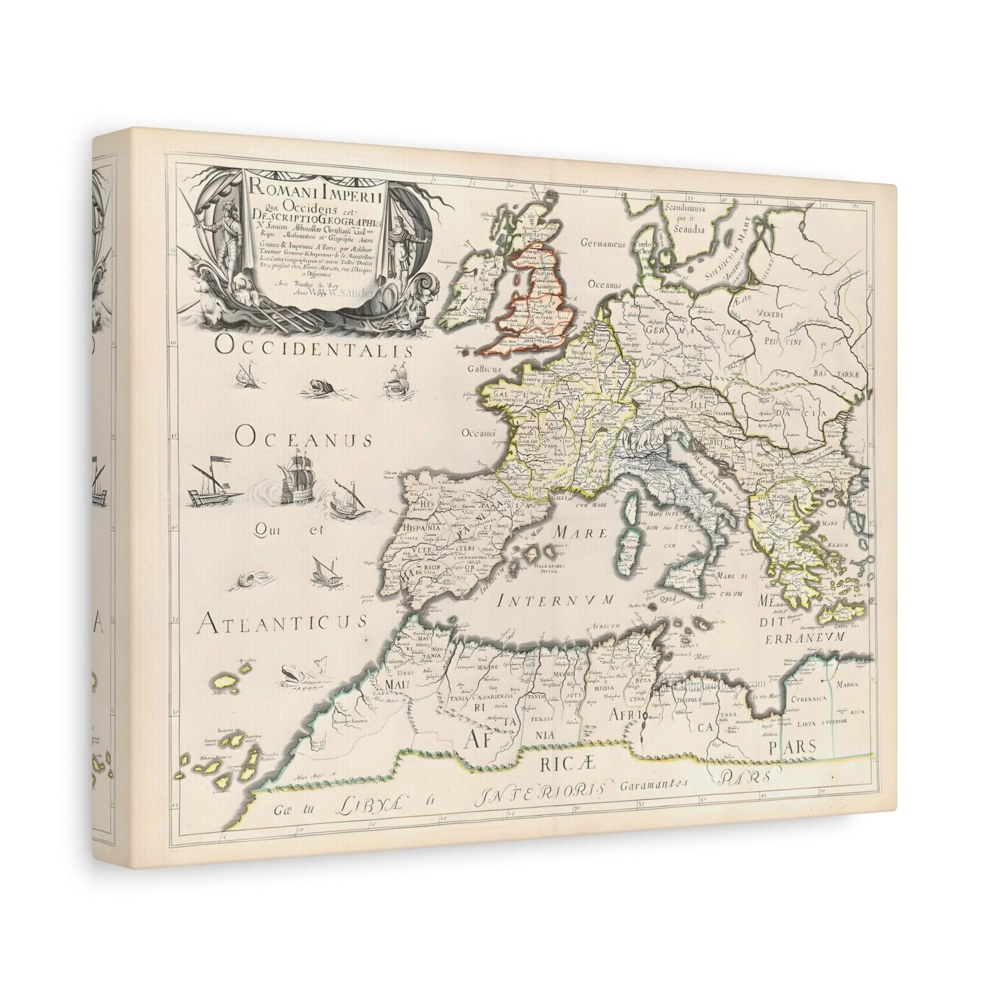Roman Empire Map Canvas Print - Famous Artist Nicolas Sanson Wall Art Prints