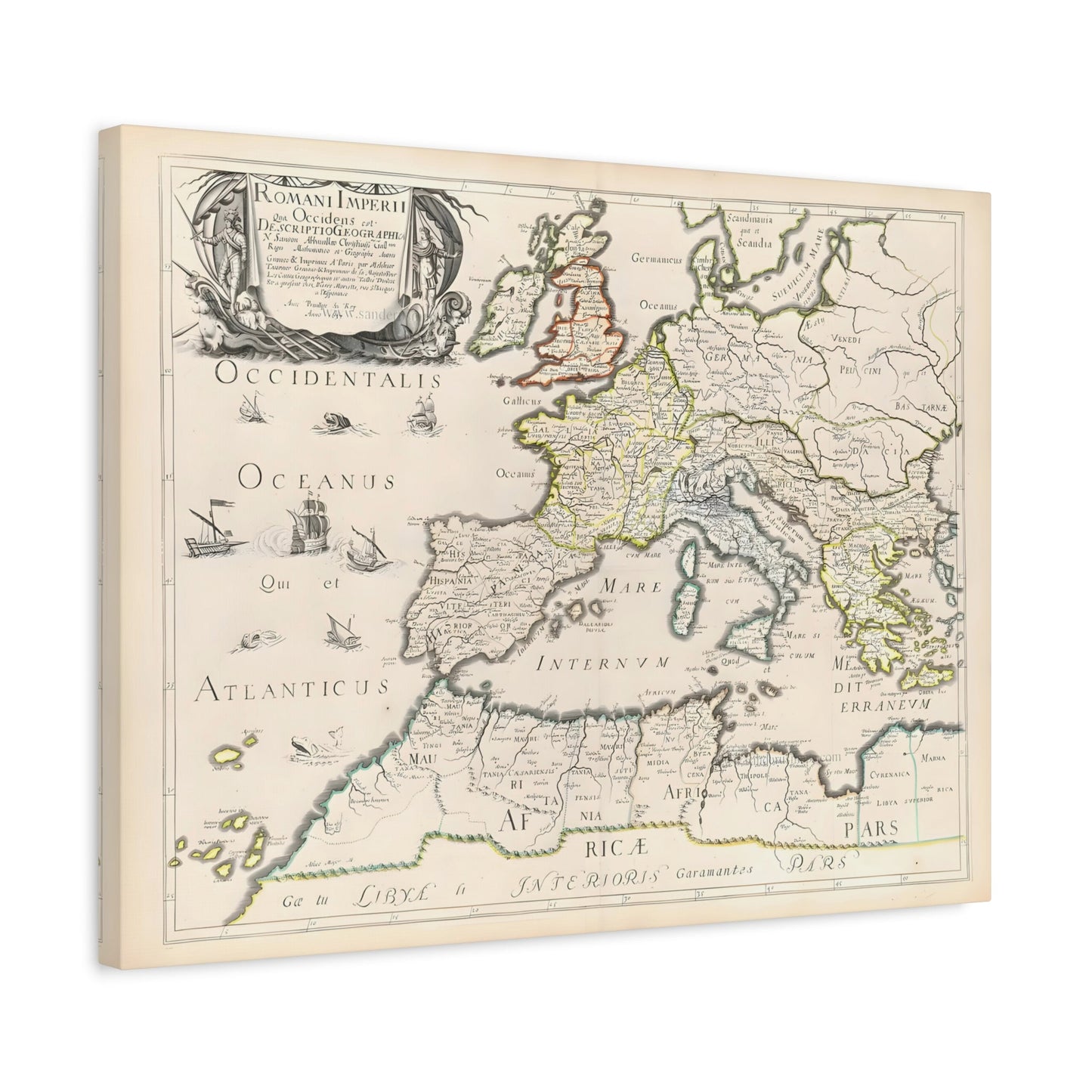 Roman Empire Map Canvas Print - Famous Artist Nicolas Sanson Wall Art Prints