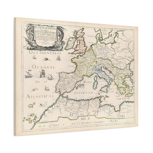 Roman Empire Map Canvas Print - Famous Artist Nicolas Sanson Wall Art Prints