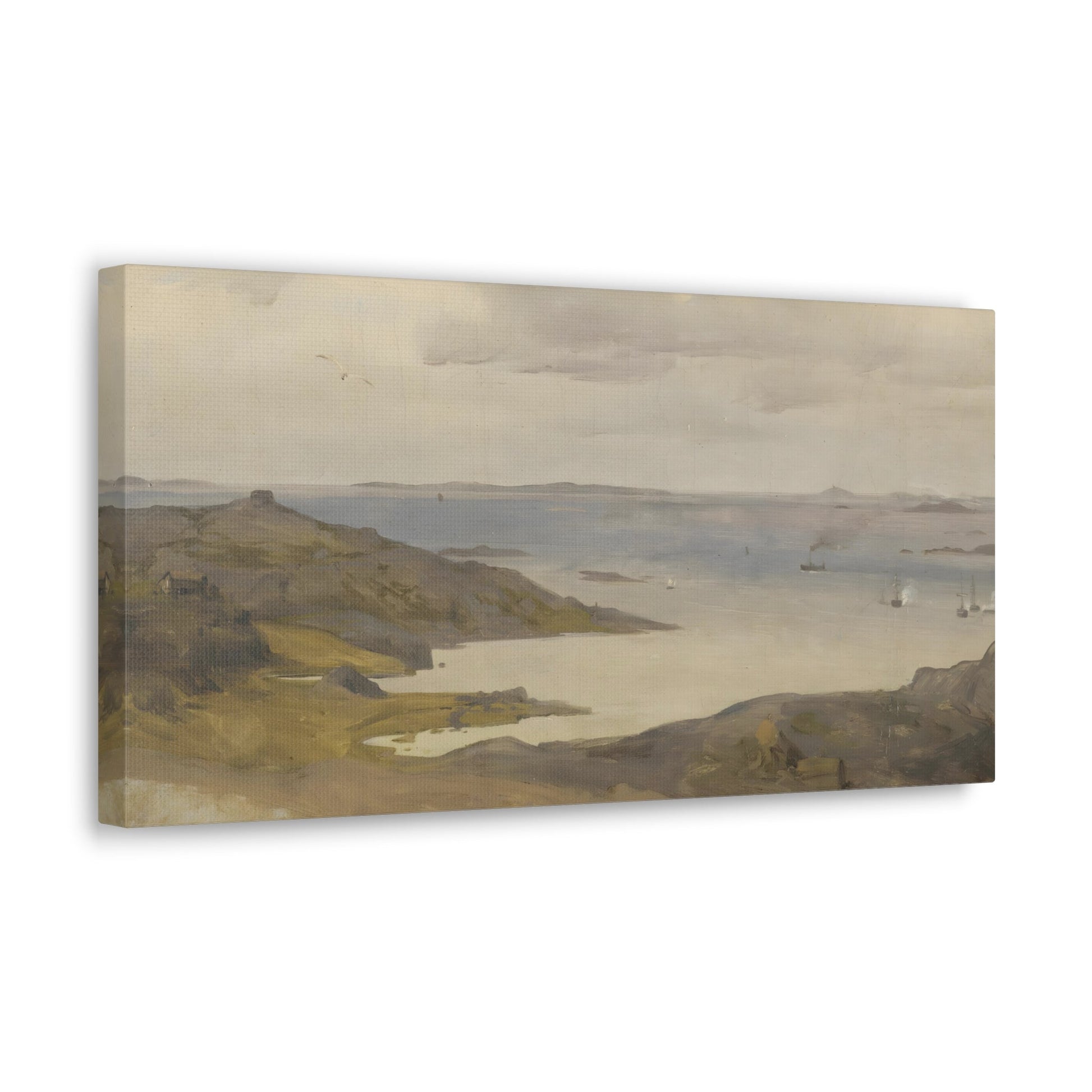 Sandy Beach and Water Landscape Canvas Print - Coastal Seaside Wall Art by Andreas Achenbach