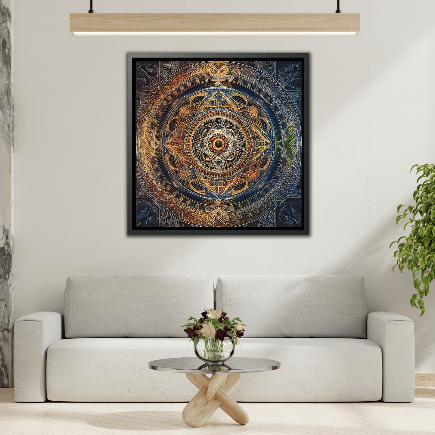 Seed of Life Mandala Sacred Geometry Framed Canvas Wall Art
