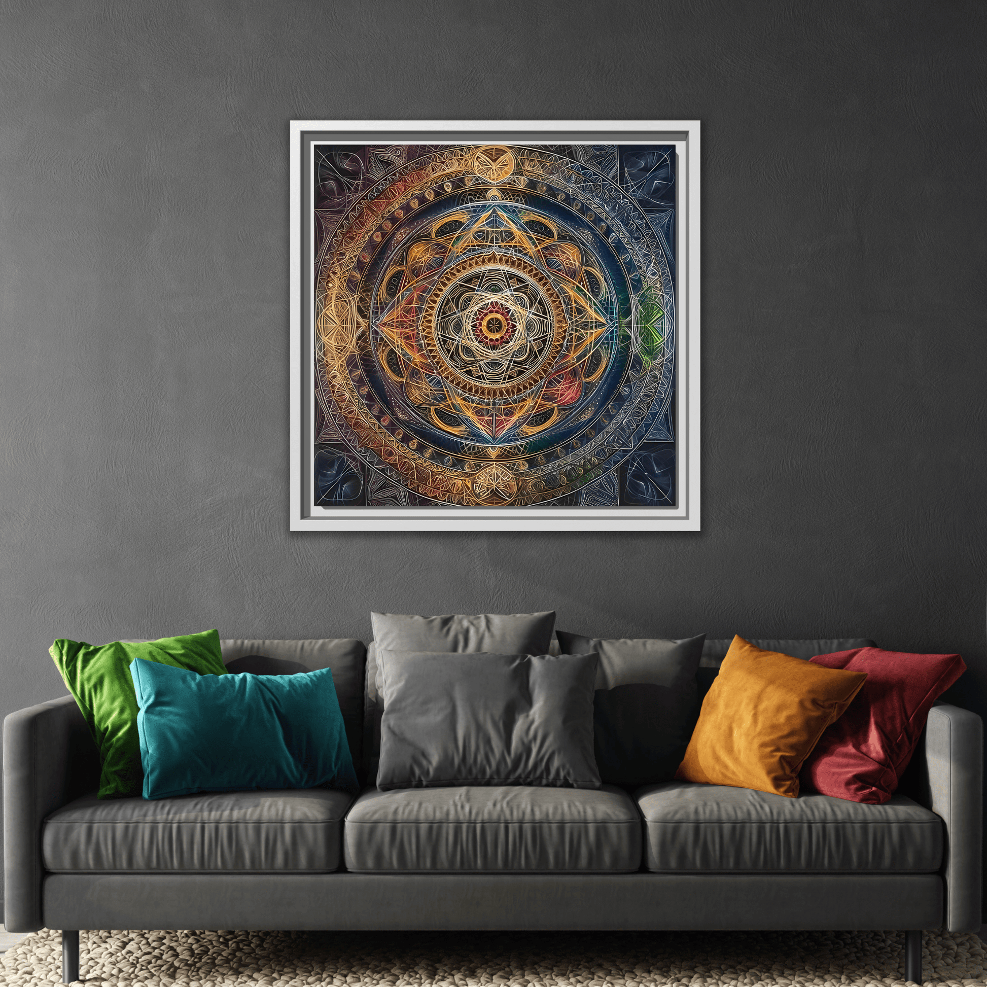 Seed of Life Mandala Sacred Geometry Framed Canvas Wall Art