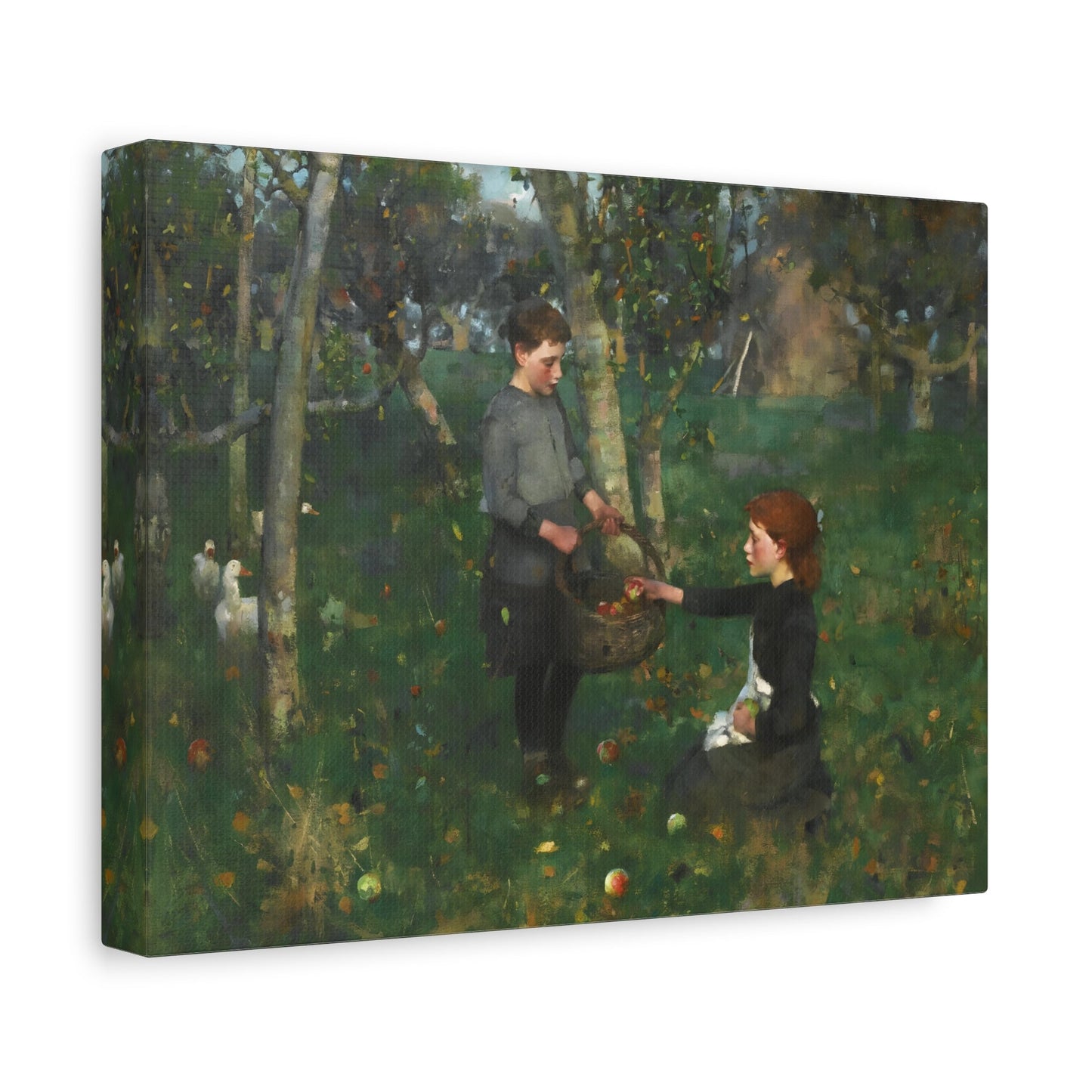 Sir James Guthrie In the Orchard- Colorful Garden Canvas Wall Art Print