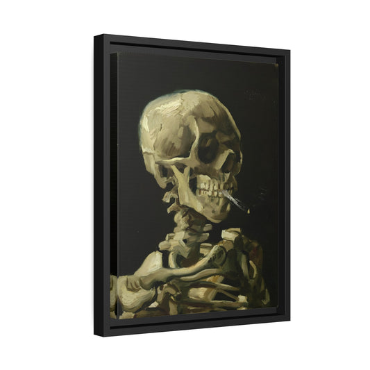 Skull of a Skeleton with Burning Cigarette - Famous Framed Canvas Van Gogh Wall Art Print in Exclusive Frame