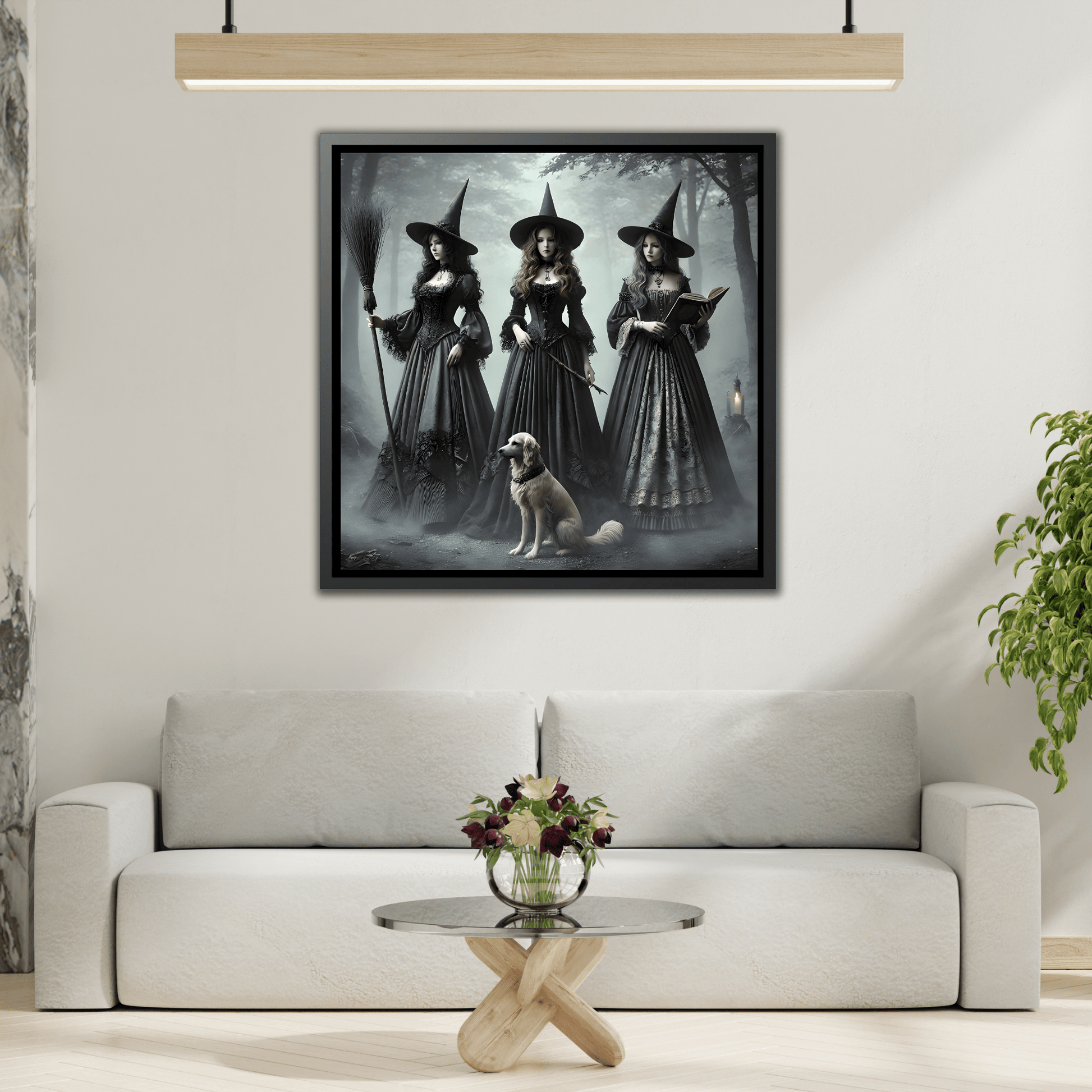 Spooky Hell Witches Canvas Wall Art Print, Antique Vintage Victorian Era Prints
