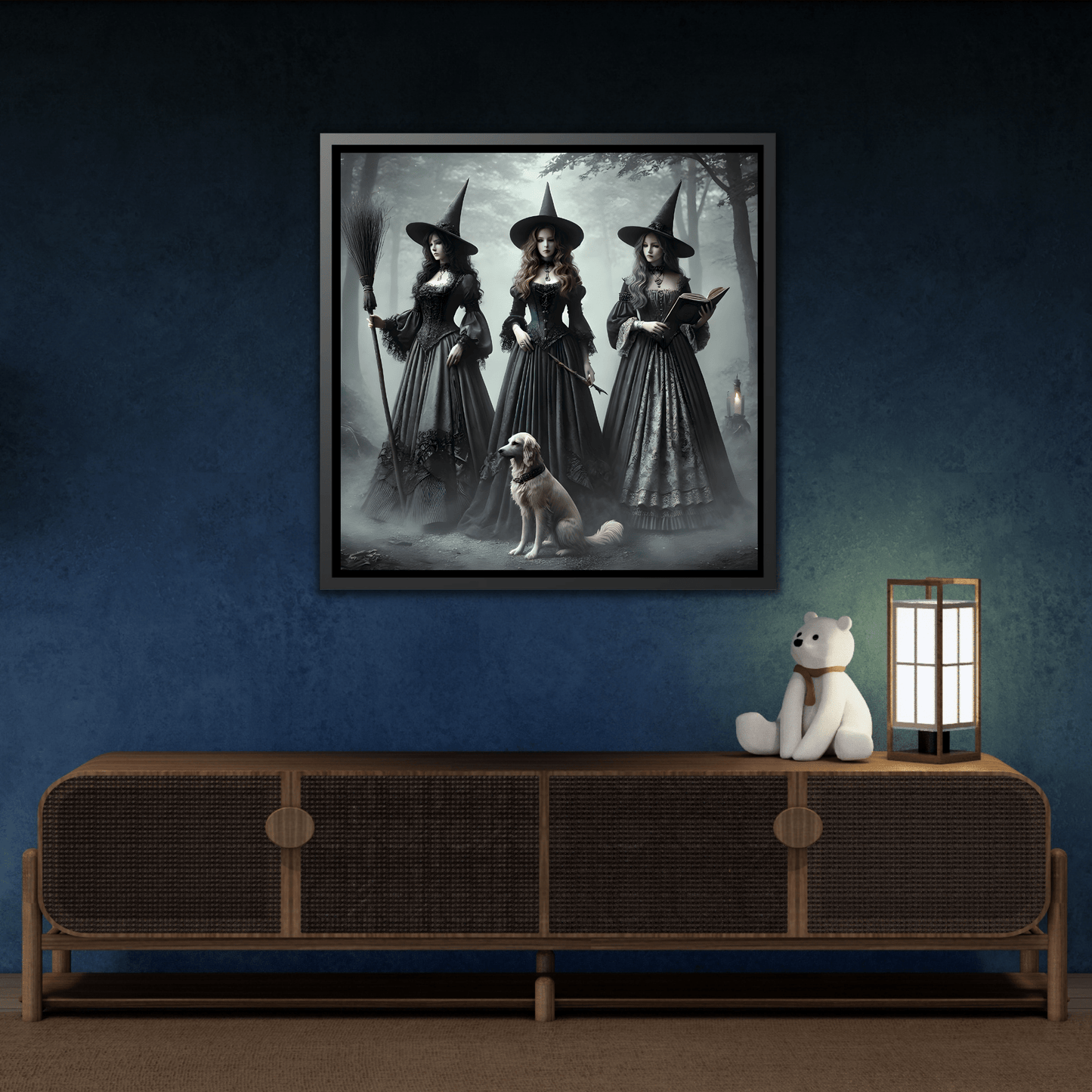 Spooky Hell Witches Canvas Wall Art Print, Antique Vintage Victorian Era Prints