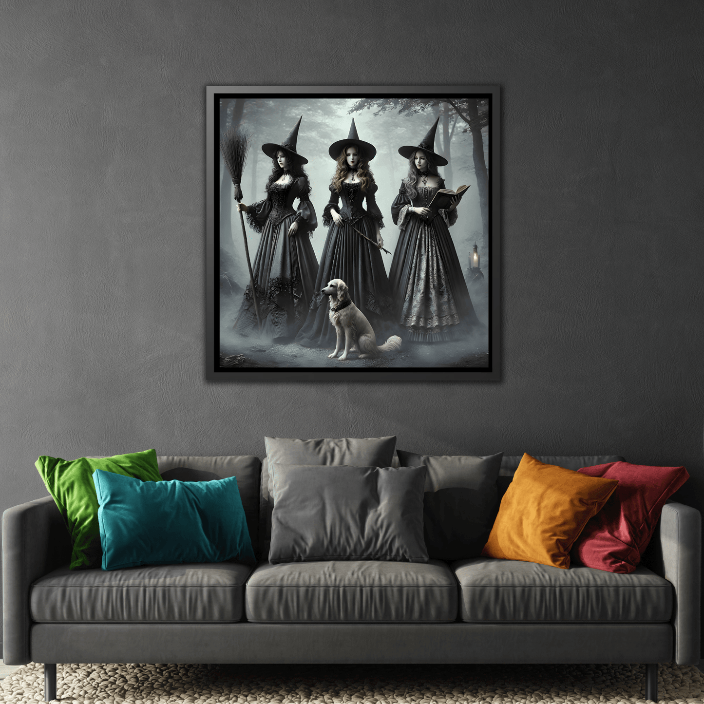 Spooky Hell Witches Canvas Wall Art Print, Antique Vintage Victorian Era Prints