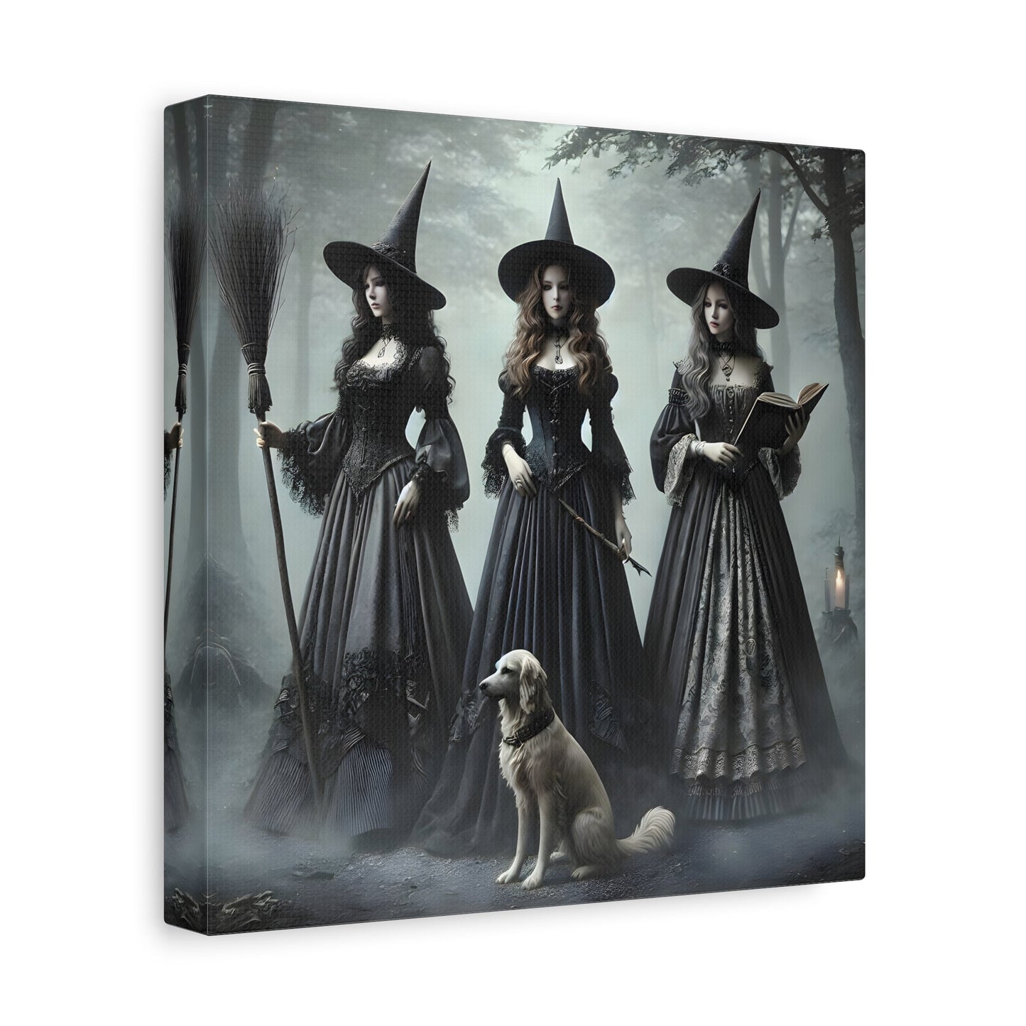 Spooky Witches Wall Art Canvas Print Antique Style Vintage Victorian Era