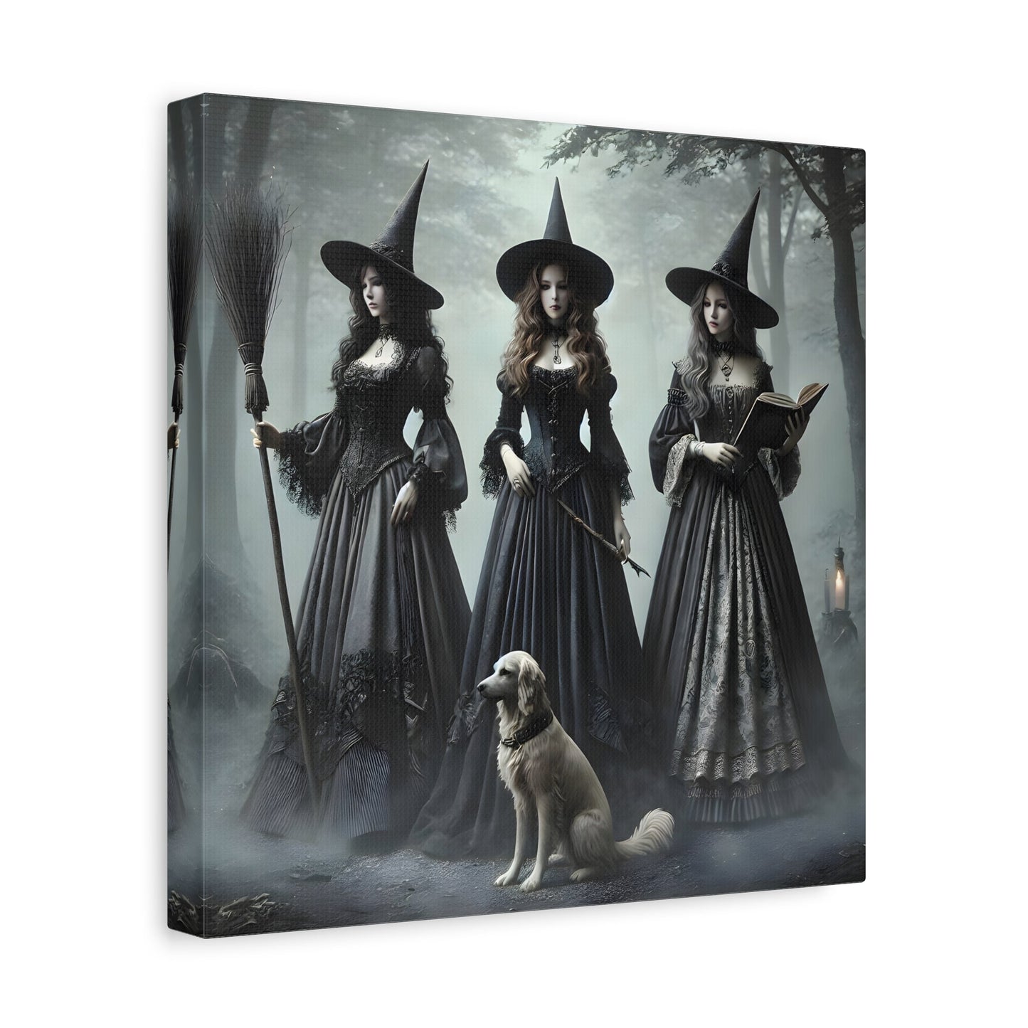 Spooky Witches Wall Art Canvas Print Antique Style Vintage Victorian Era
