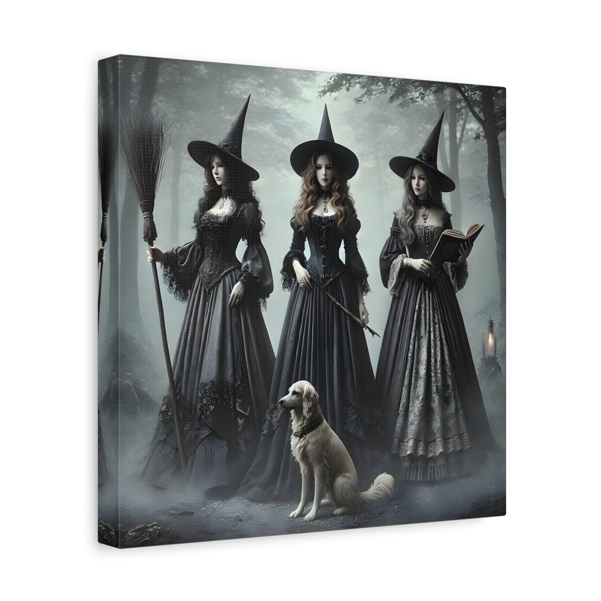 Spooky Witches Wall Art Canvas Print Antique Style Vintage Victorian Era