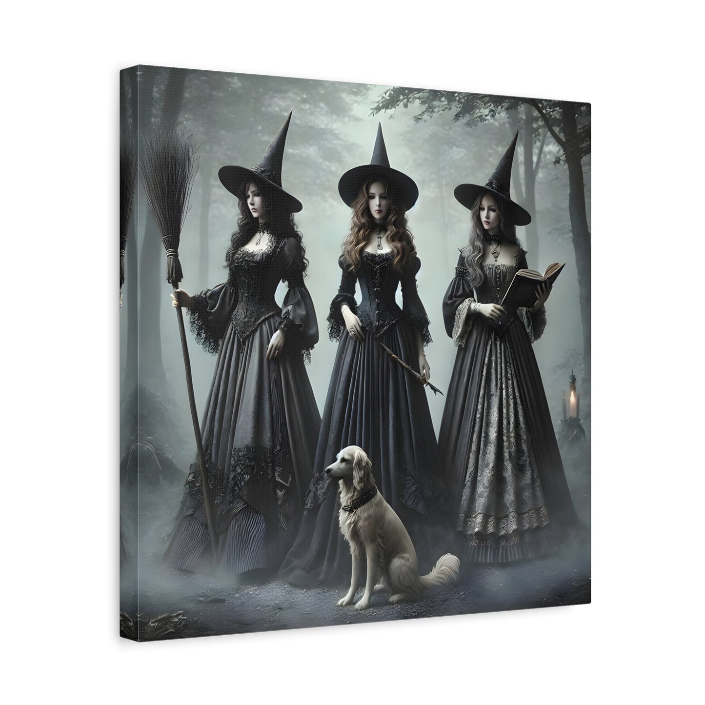 Spooky Witches Wall Art Canvas Print Antique Style Vintage Victorian Era