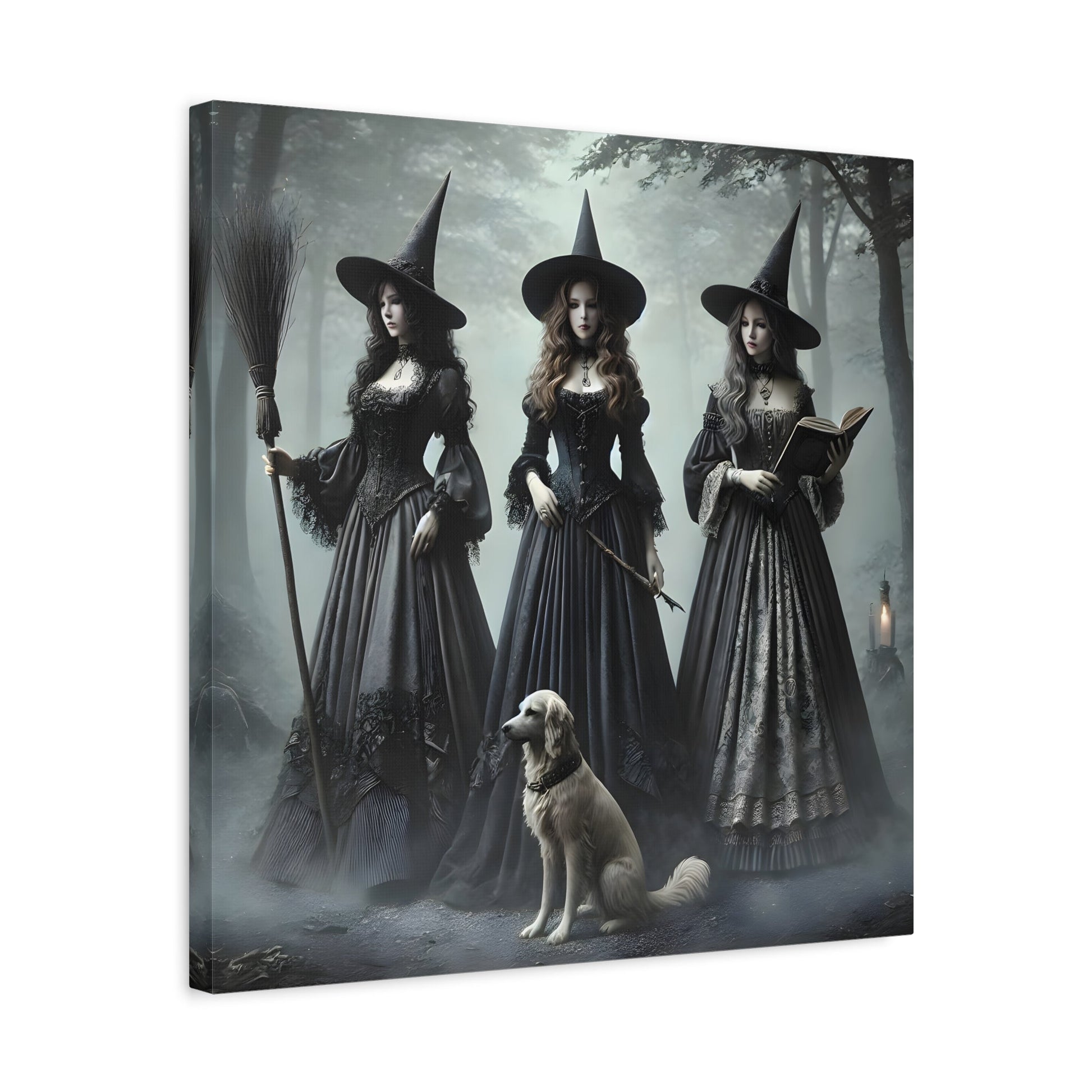 Spooky Witches Wall Art Canvas Print Antique Style Vintage Victorian Era