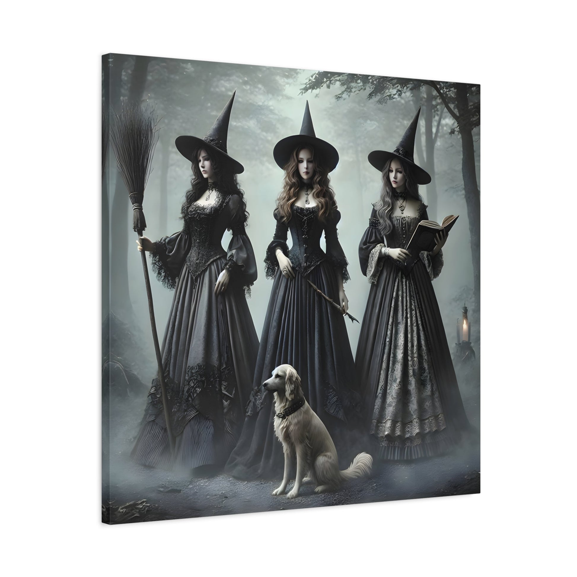 Spooky Witches Wall Art Canvas Print Antique Style Vintage Victorian Era