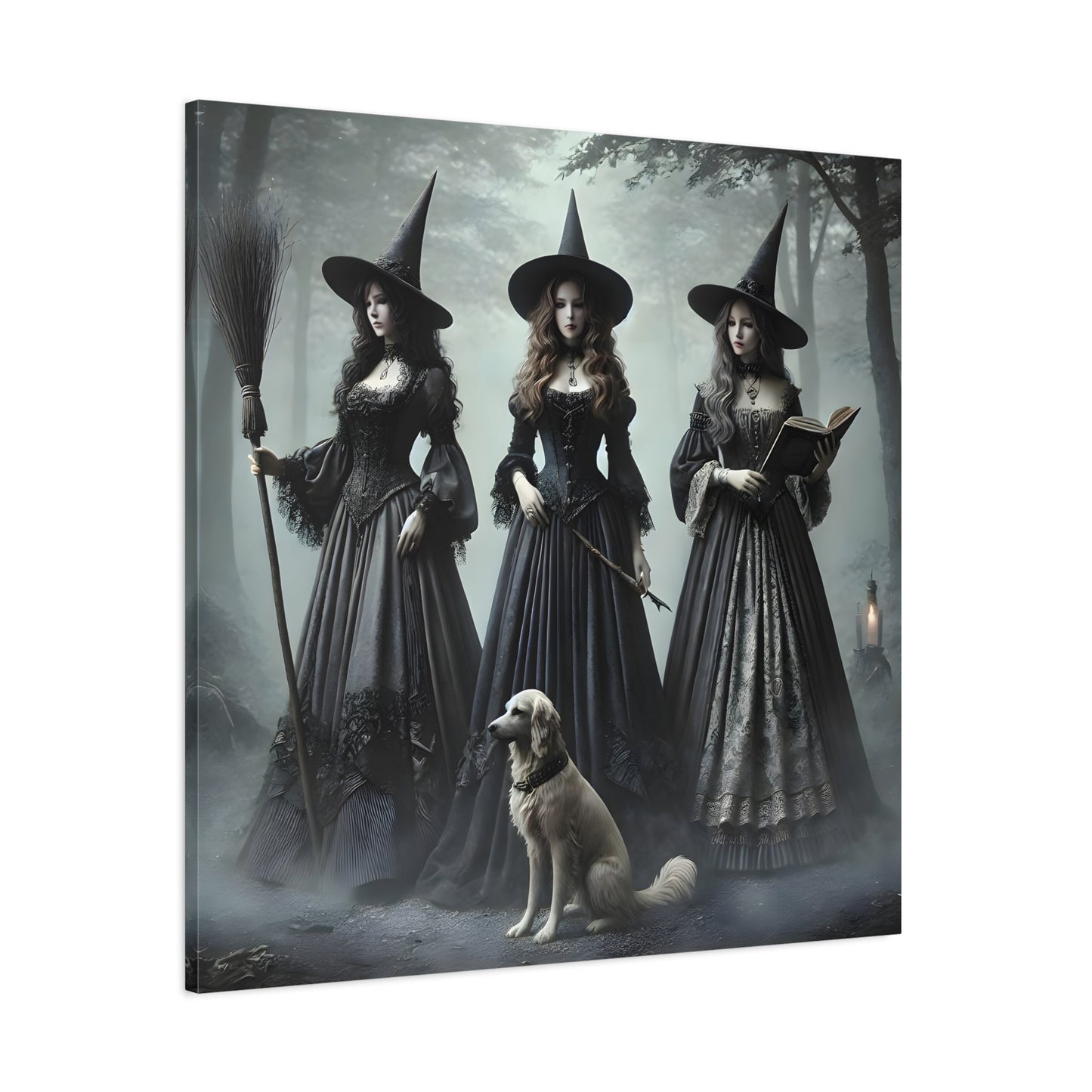 Spooky Witches Wall Art Canvas Print Antique Style Vintage Victorian Era