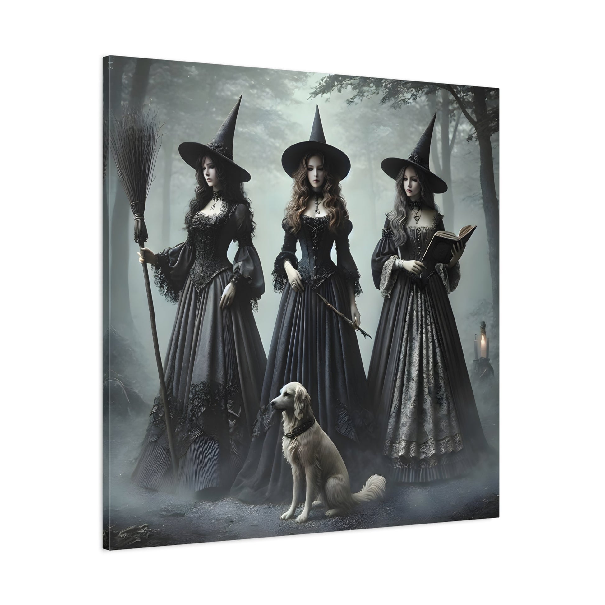 Spooky Witches Wall Art Canvas Print Antique Style Vintage Victorian Era
