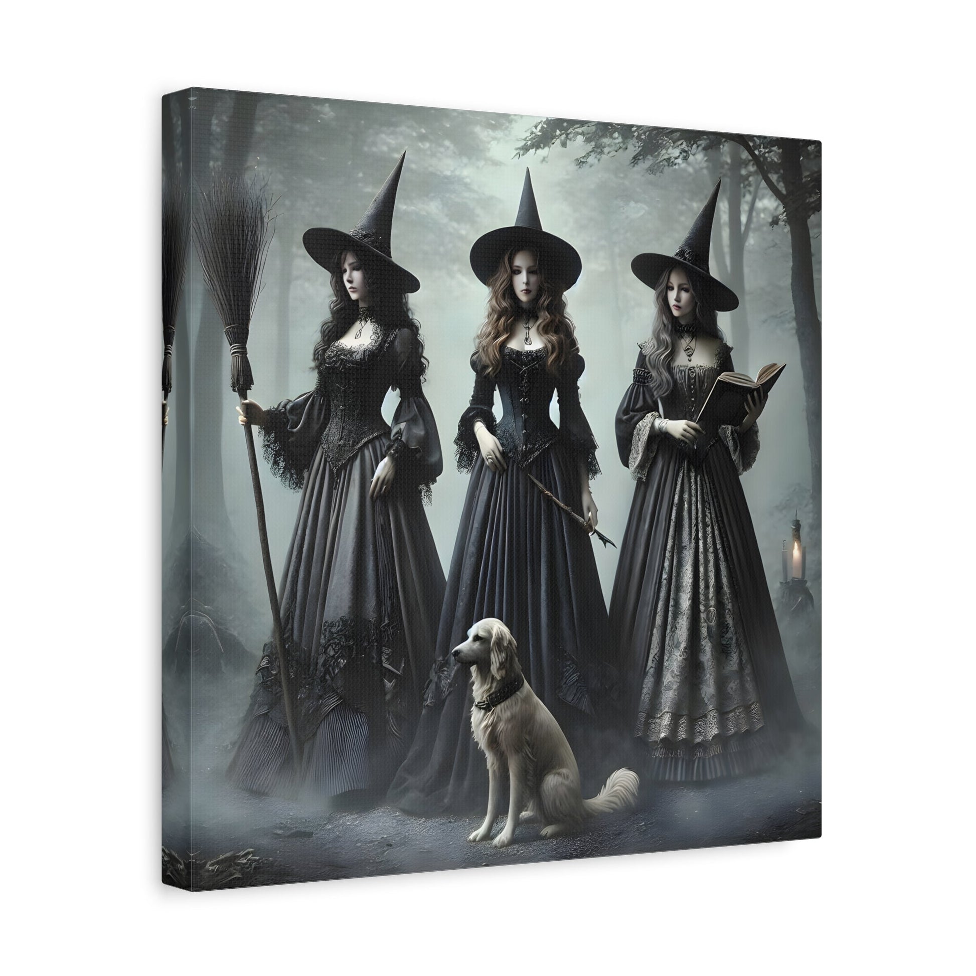 Spooky Witches Wall Art Canvas Print Antique Style Vintage Victorian Era