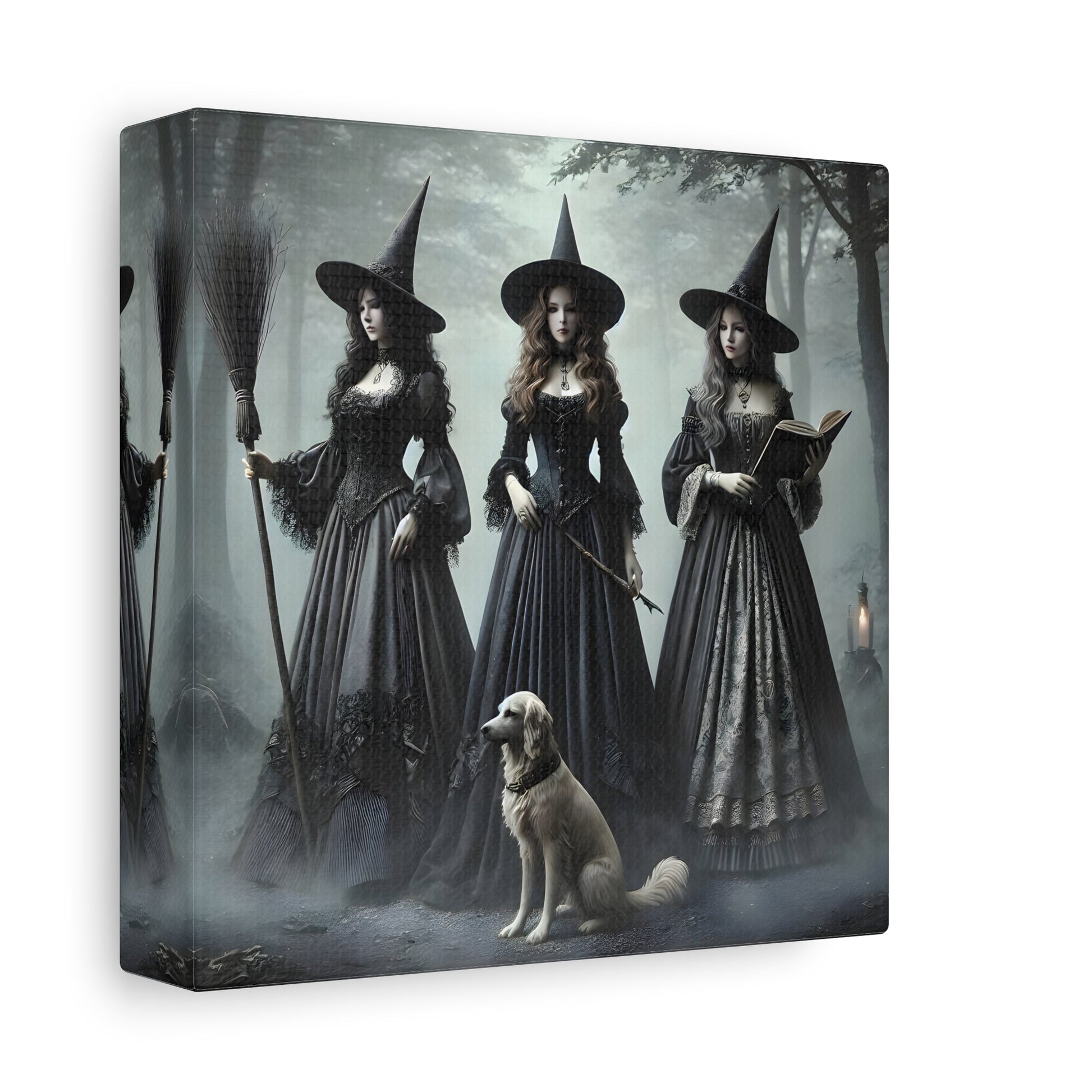 Spooky Witches Wall Art Canvas Print Antique Style Vintage Victorian Era