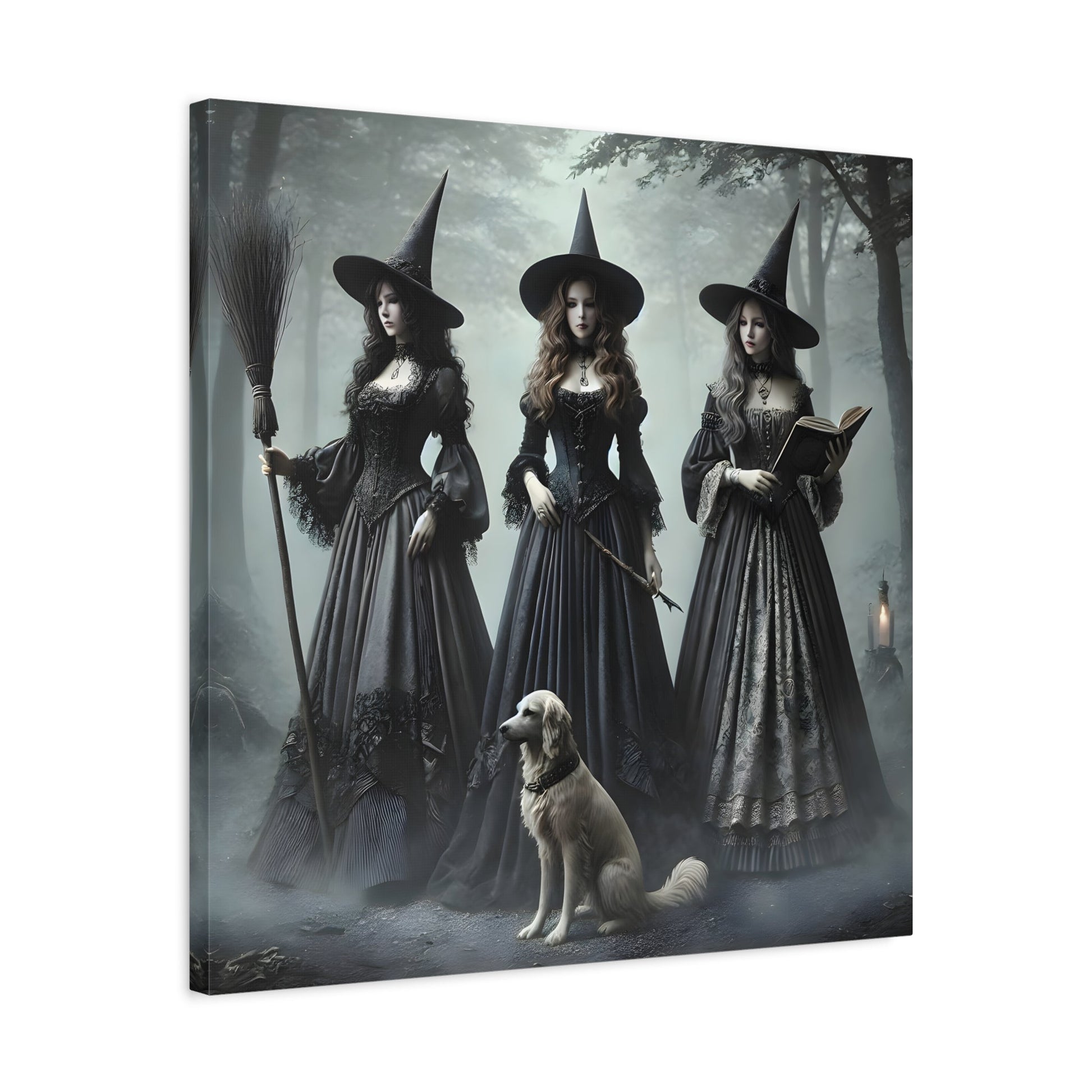 Spooky Witches Wall Art Canvas Print Antique Style Vintage Victorian Era