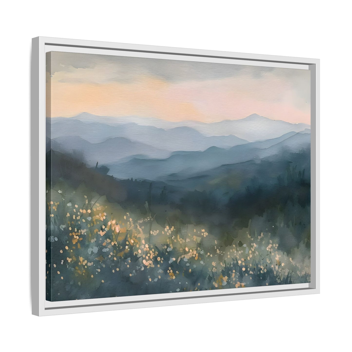 Spring Flowers Watercolor Smoky Mountains Wal Art Canvas Print
