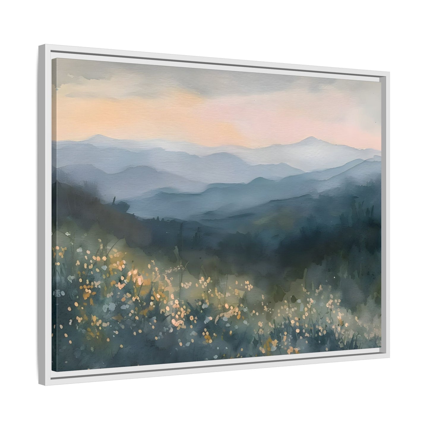 Spring Flowers Watercolor Smoky Mountains Wal Art Canvas Print