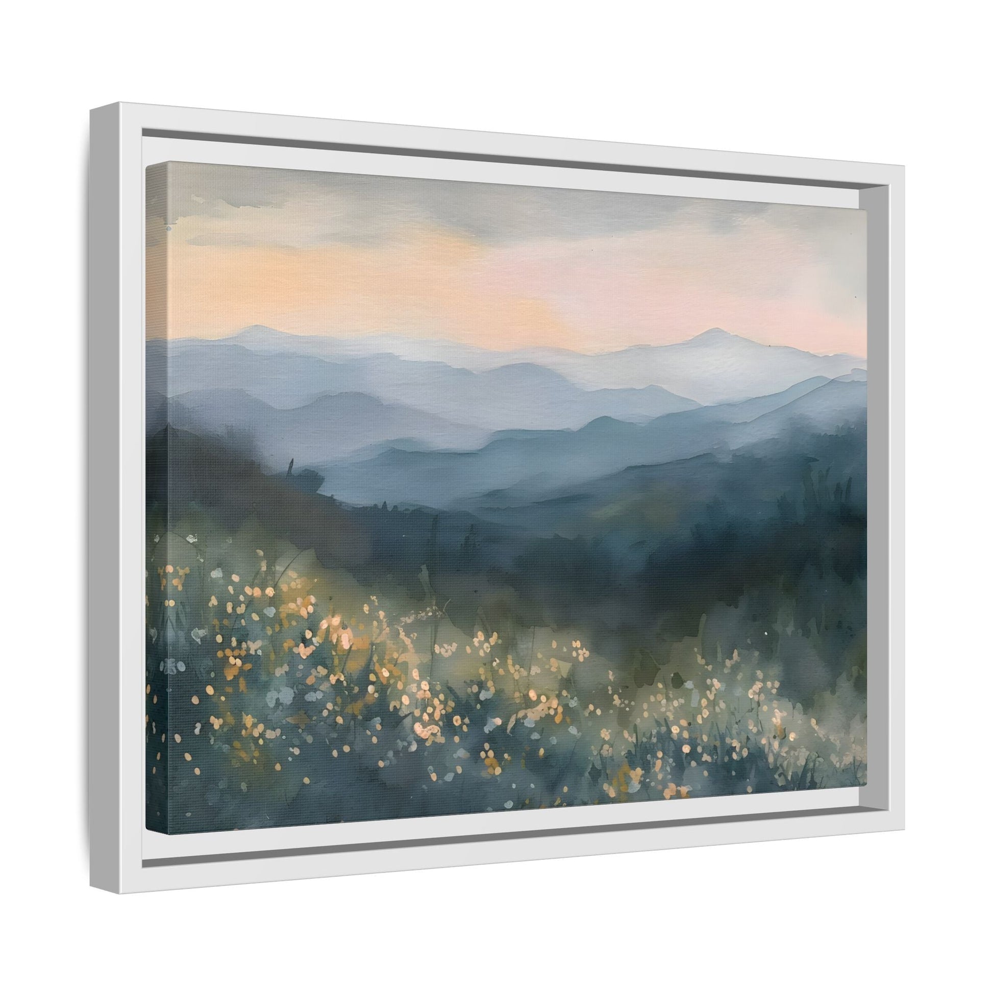 Spring Flowers Watercolor Smoky Mountains Wal Art Canvas Print