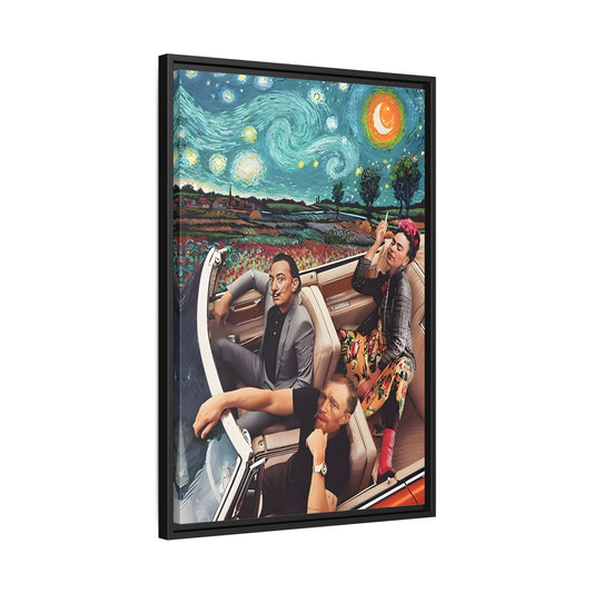 Starry Night Kahlo Van Gogh Dali Car Wall Art Canvas, Modern Framed Funny Print