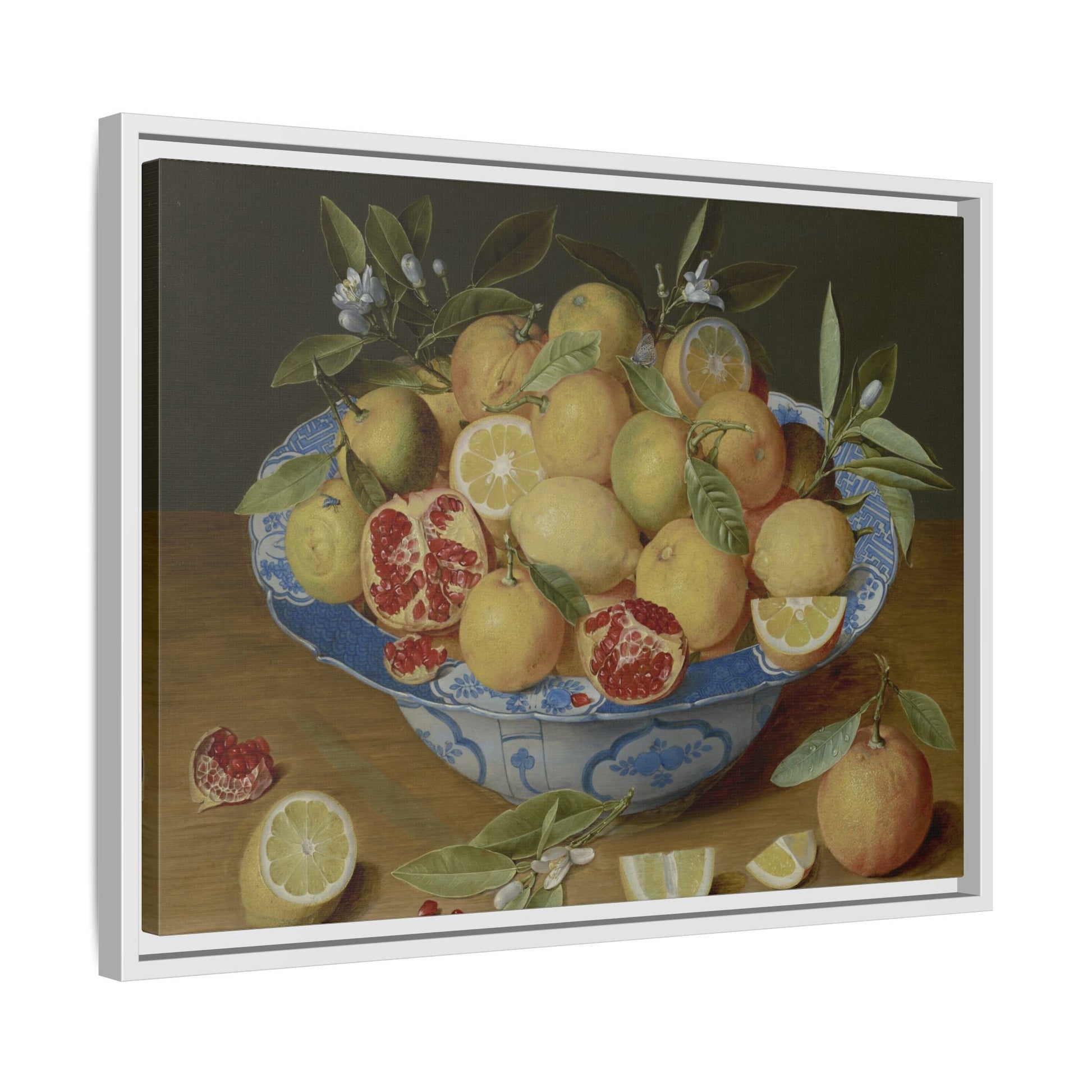 Still Life Fruits Framed Canvas Print - Hulsdonck Lemons Oranges Pomegranate Wall Art