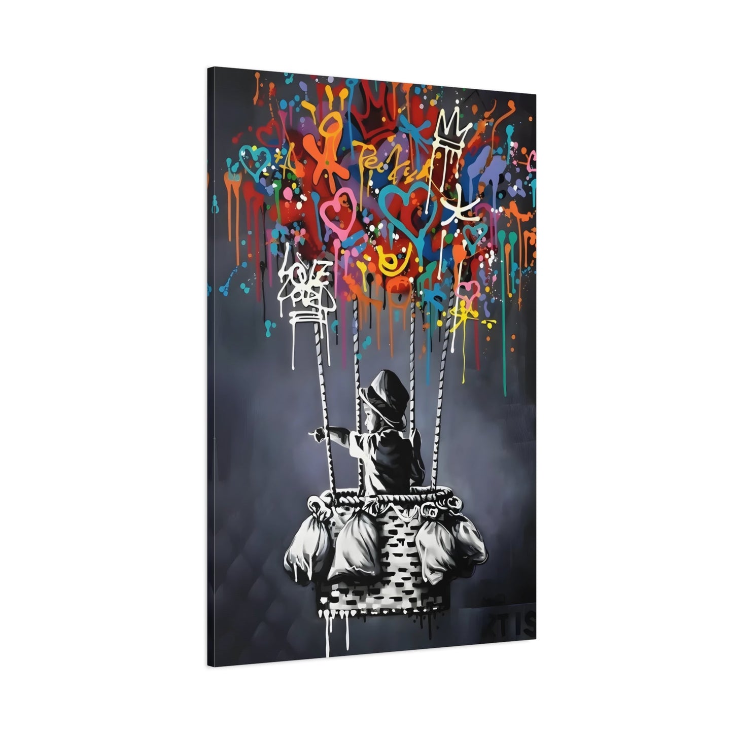 Street Canvas Banksy Child Balloons Print - Urban Graffiti Wall Art