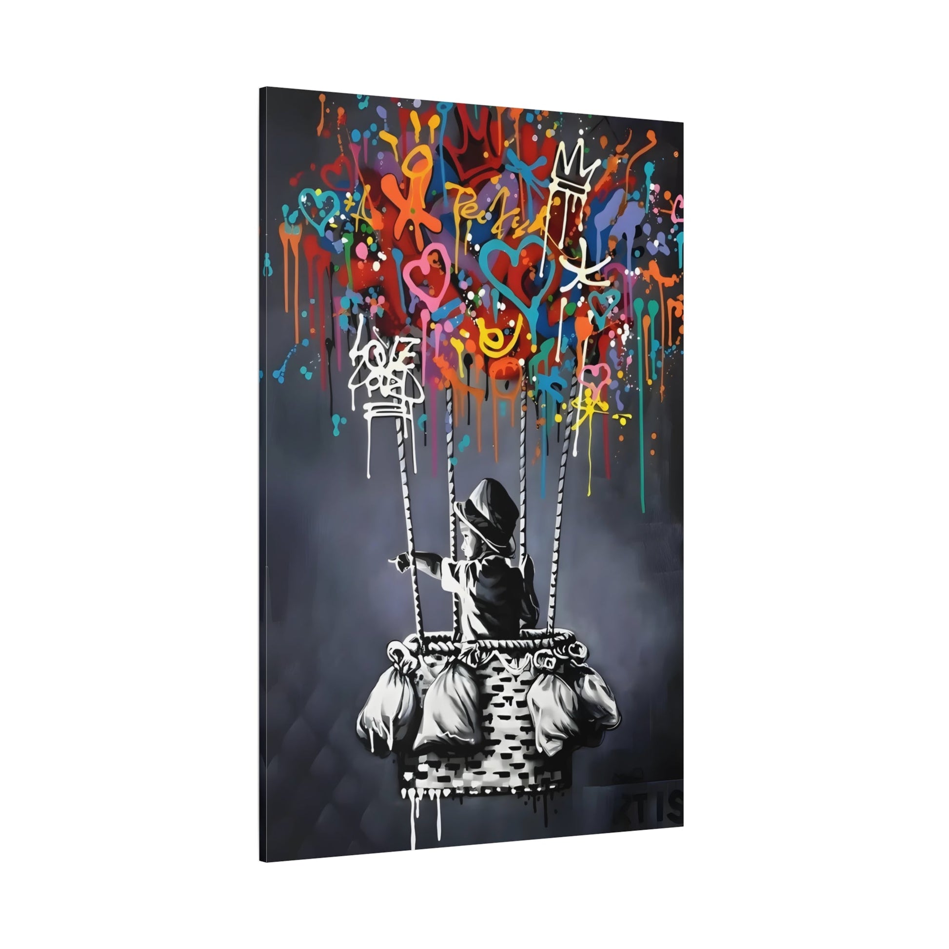 Street Canvas Banksy Child Balloons Print - Urban Graffiti Wall Art
