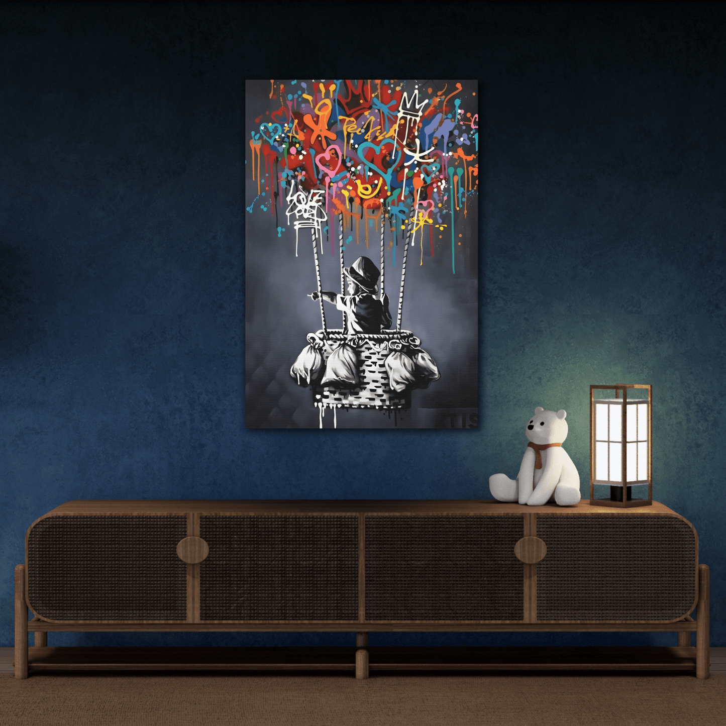 Street Canvas Banksy Child Balloons Print - Urban Graffiti Wall Art