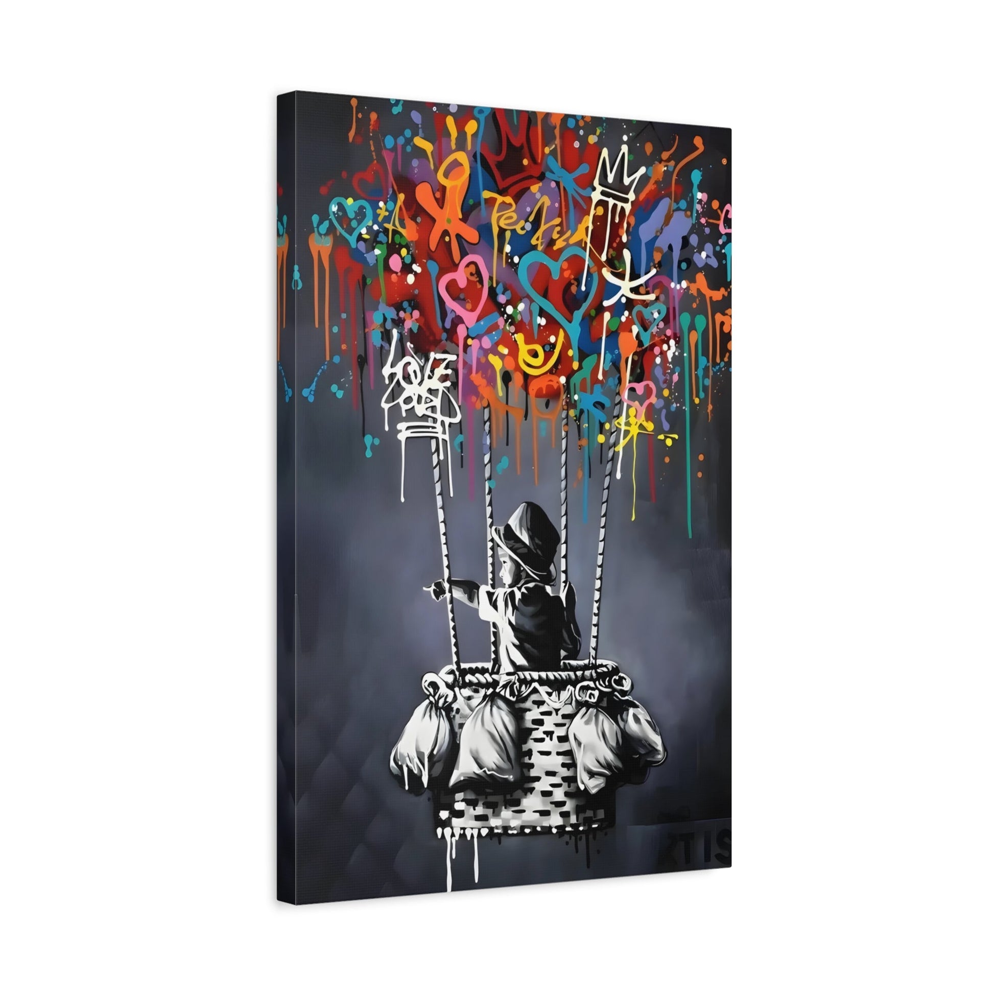 Street Canvas Banksy Child Balloons Print - Urban Graffiti Wall Art
