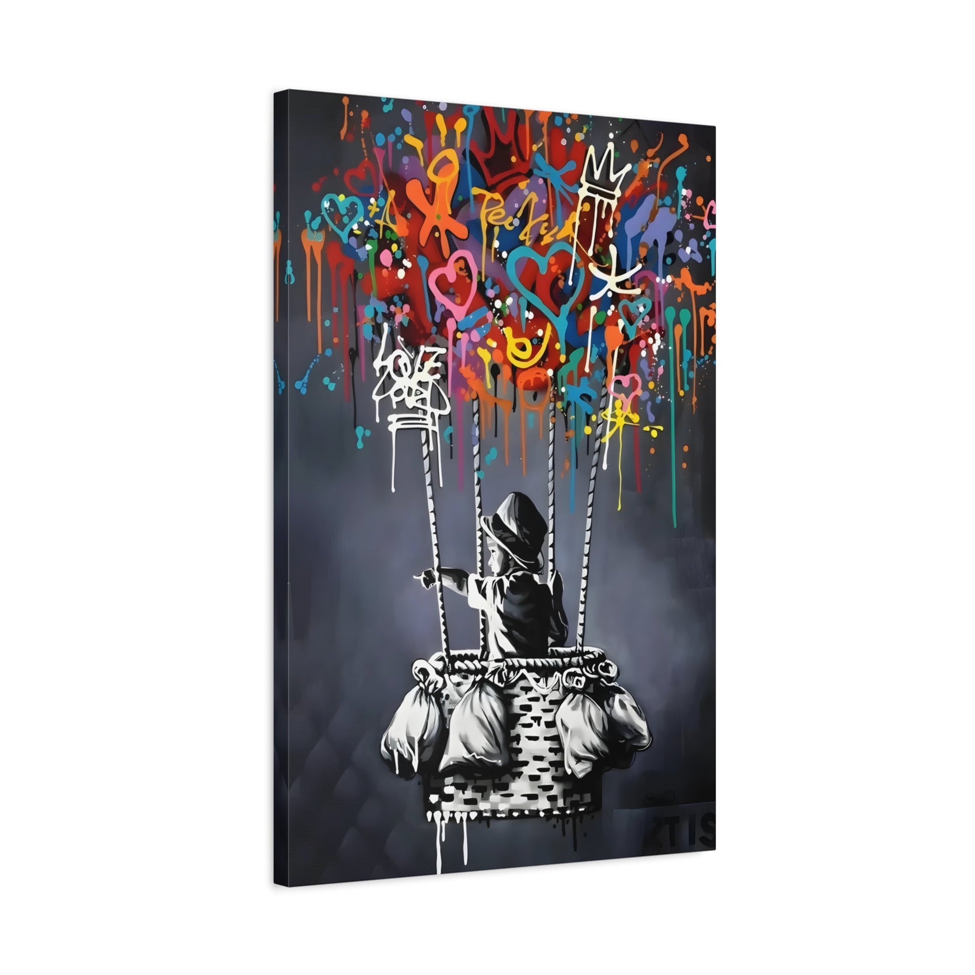 Street Canvas Banksy Child Balloons Print - Urban Graffiti Wall Art