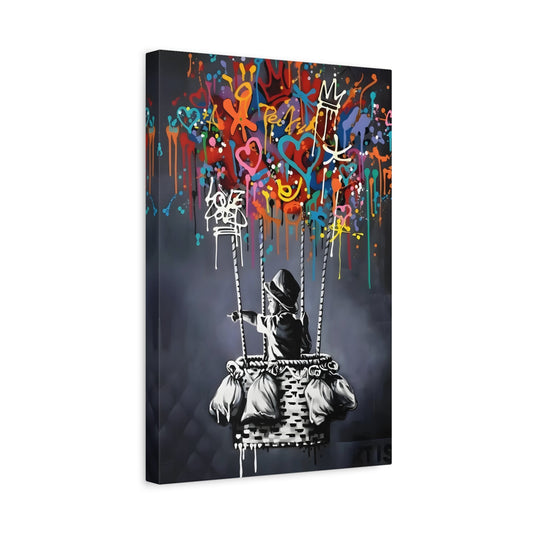 Street Canvas Banksy Child Balloons Print - Urban Graffiti Wall Art
