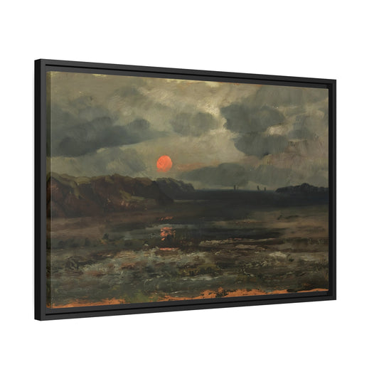 Sunrise over Fishing Waters by William Norton - Nature Moody Landscape Canvas Wall Art Print in Frame