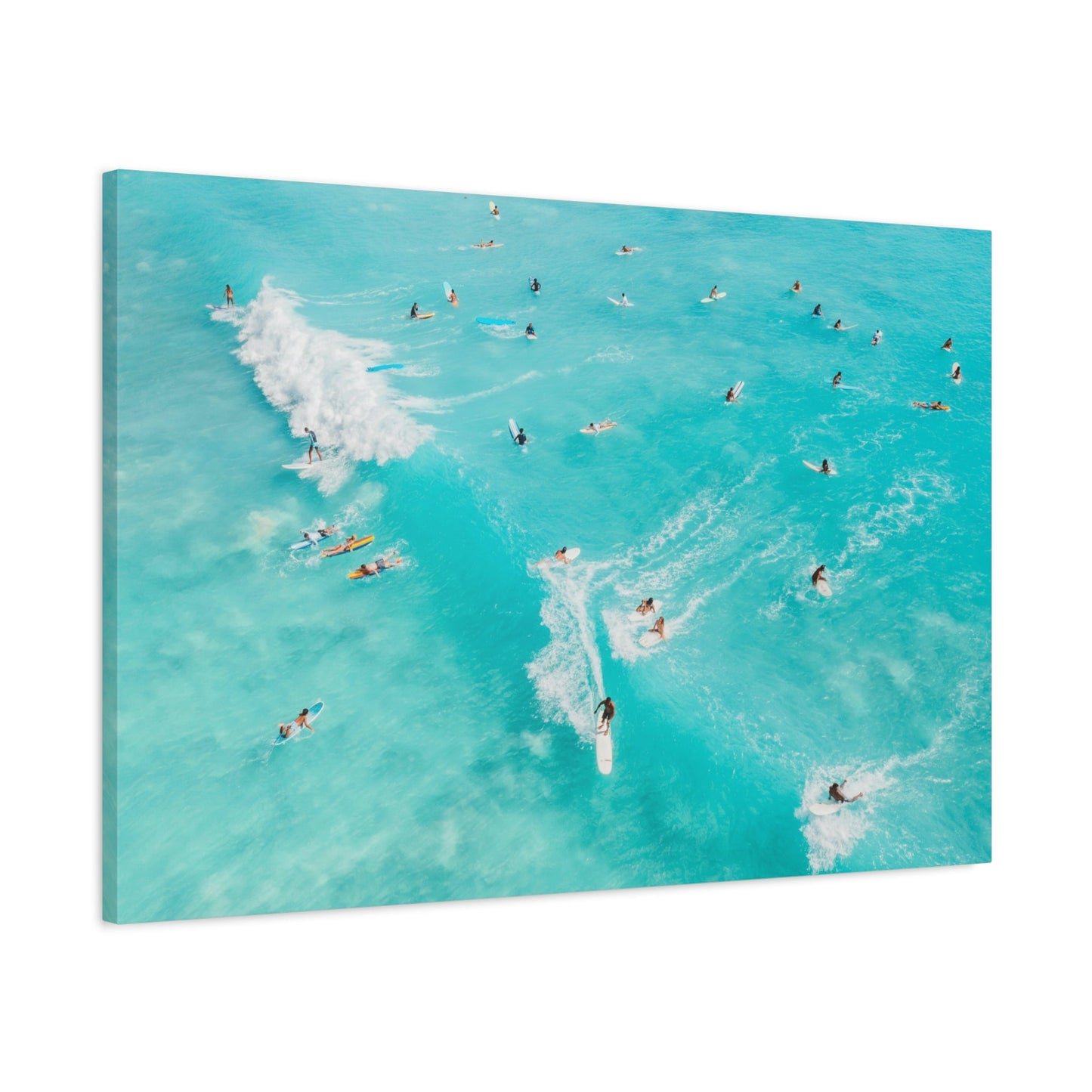 Surf Canvas Print - Aerial Surfers Ocean Wave Boho Large Wall Art