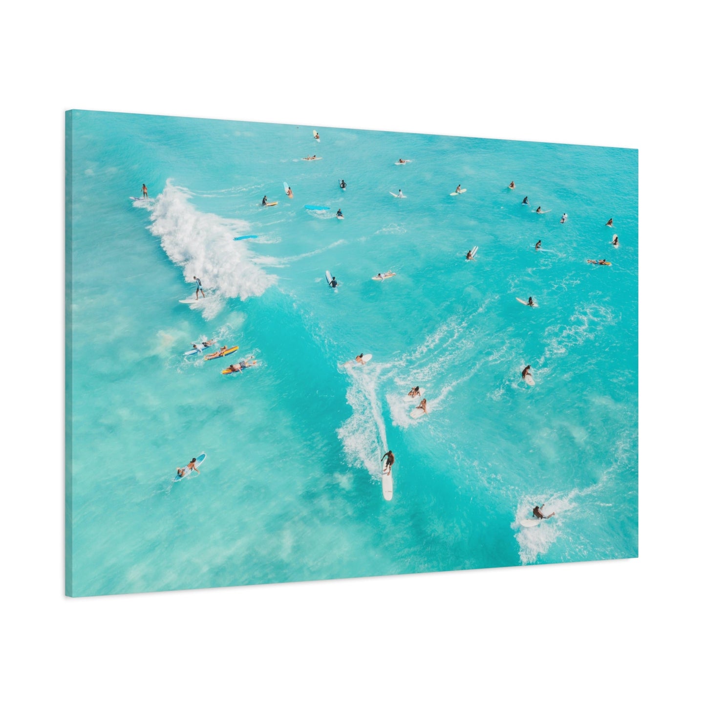 Surf Canvas Print - Aerial Surfers Ocean Wave Boho Large Wall Art