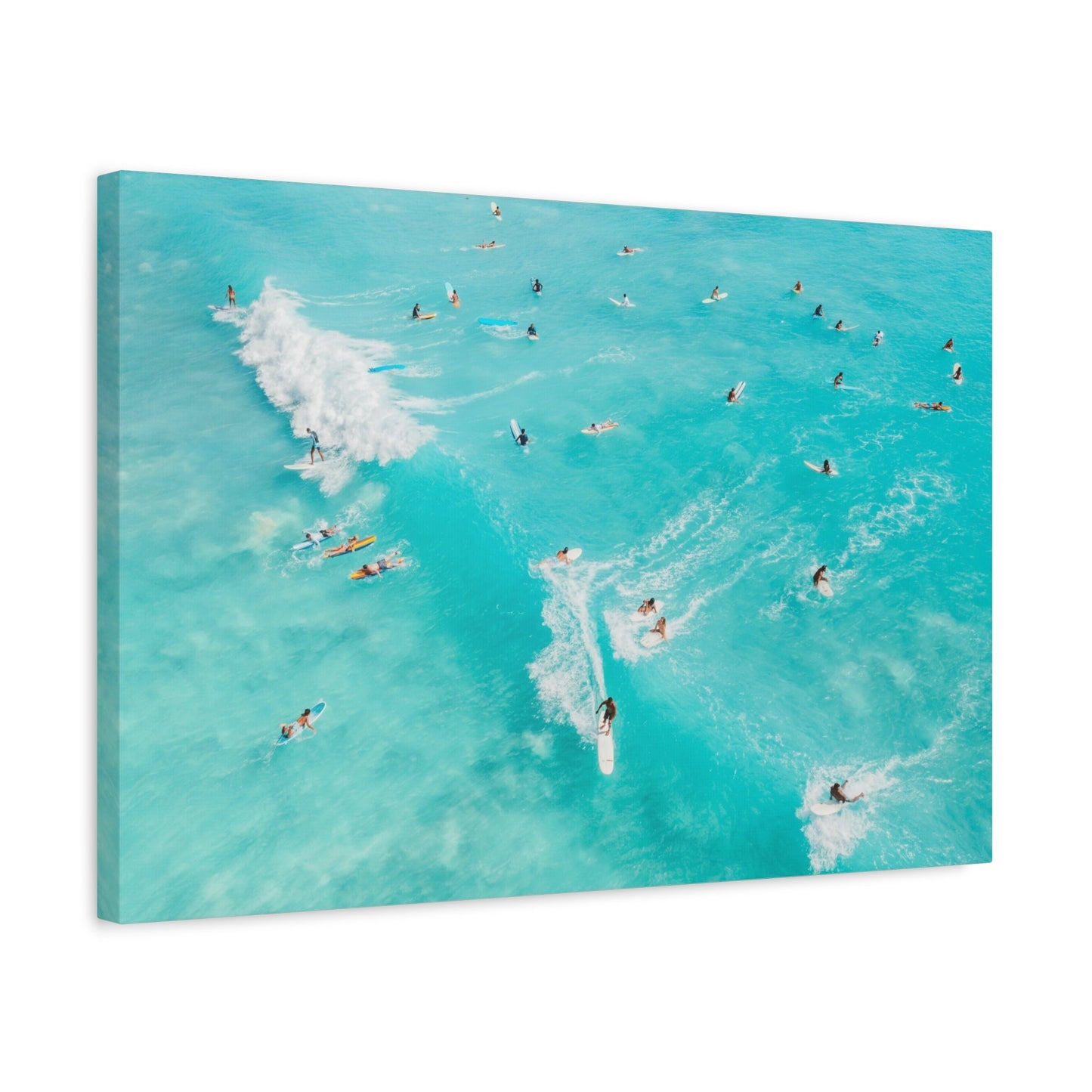 Surf Canvas Print - Aerial Surfers Ocean Wave Boho Large Wall Art