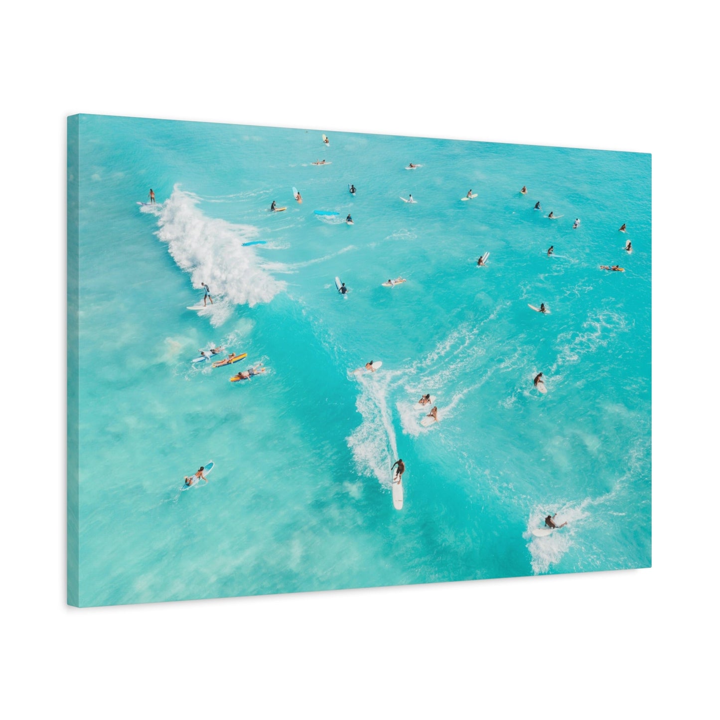 Surf Canvas Print - Aerial Surfers Ocean Wave Boho Large Wall Art