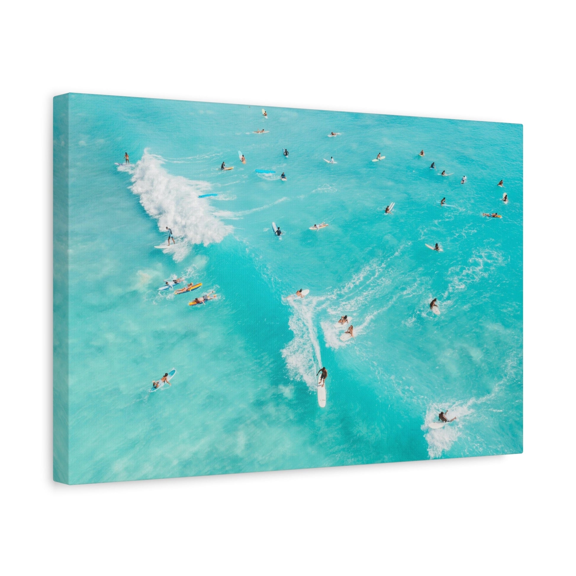 Surf Canvas Print - Aerial Surfers Ocean Wave Boho Large Wall Art