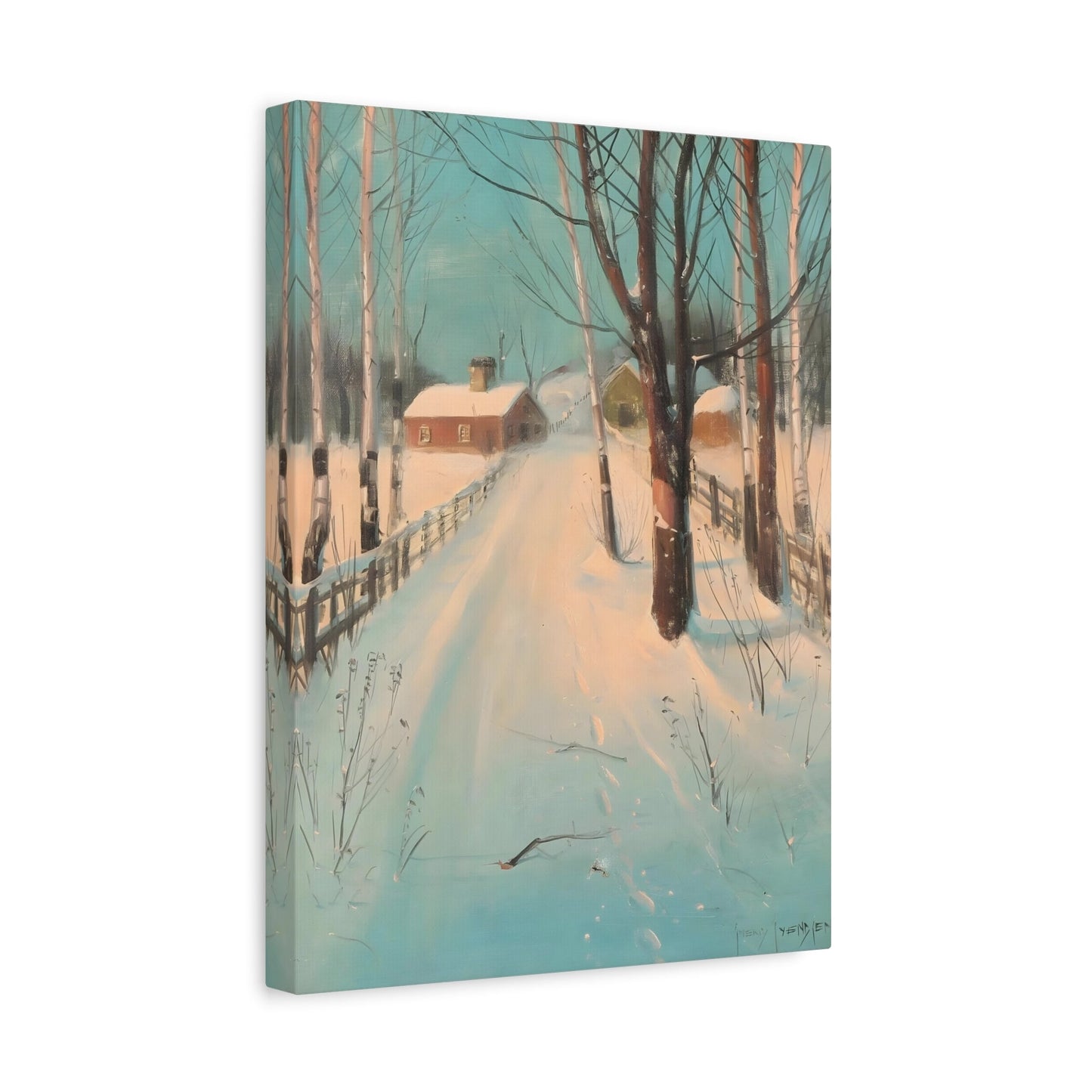 Svend Svendsen Birch Lined Road Winter - Canvas Art Reproduction