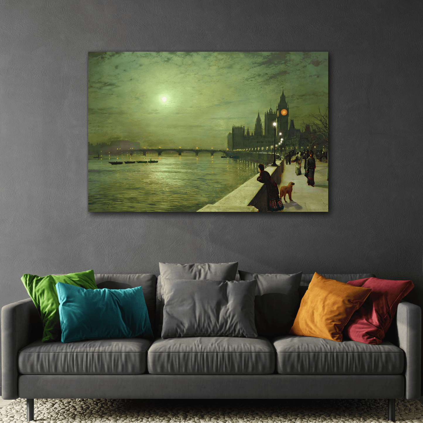 Thames Reflections Canvas Wall Art Print - Famous Atkinson Reproduction
