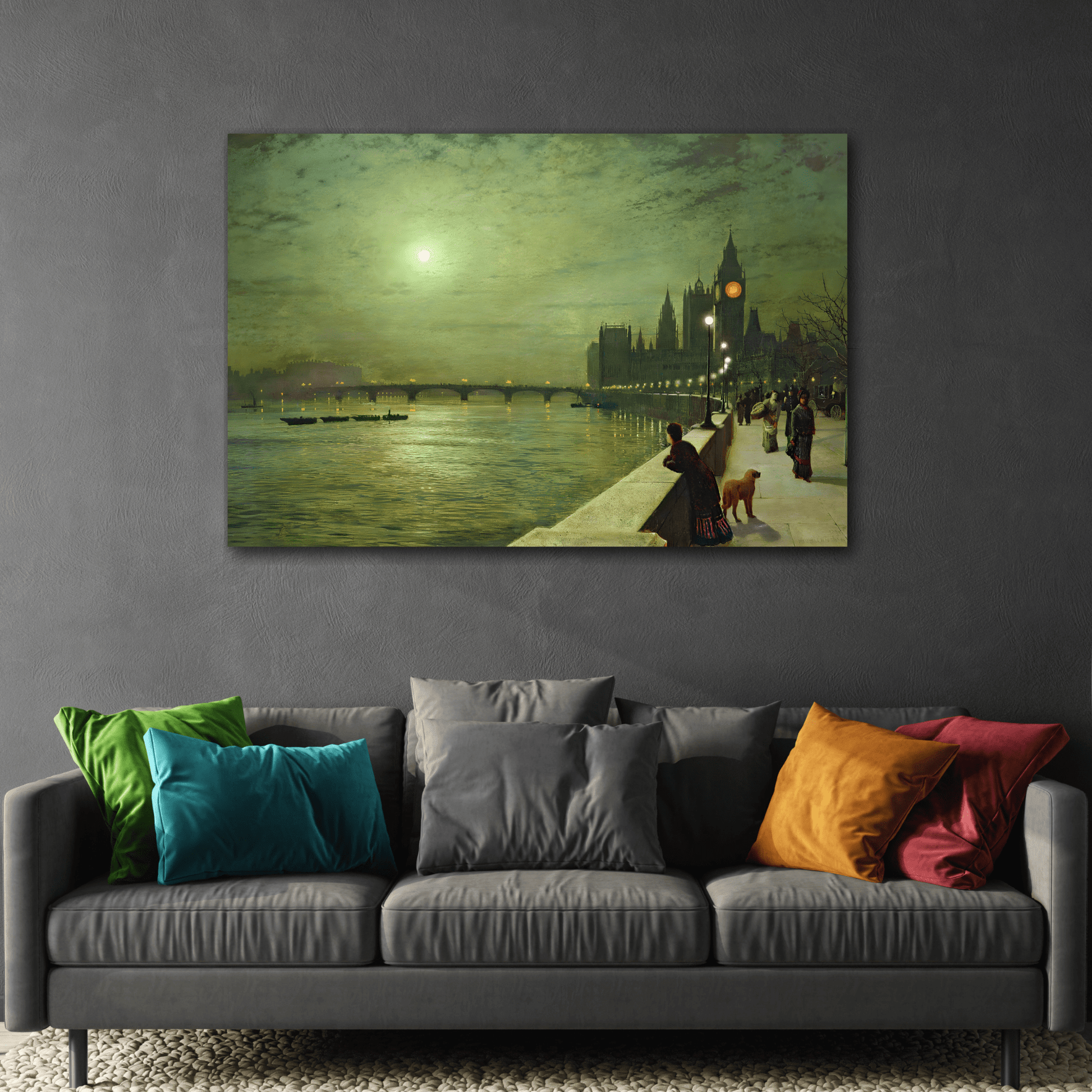 Thames Reflections Canvas Wall Art Print - Famous Atkinson Reproduction