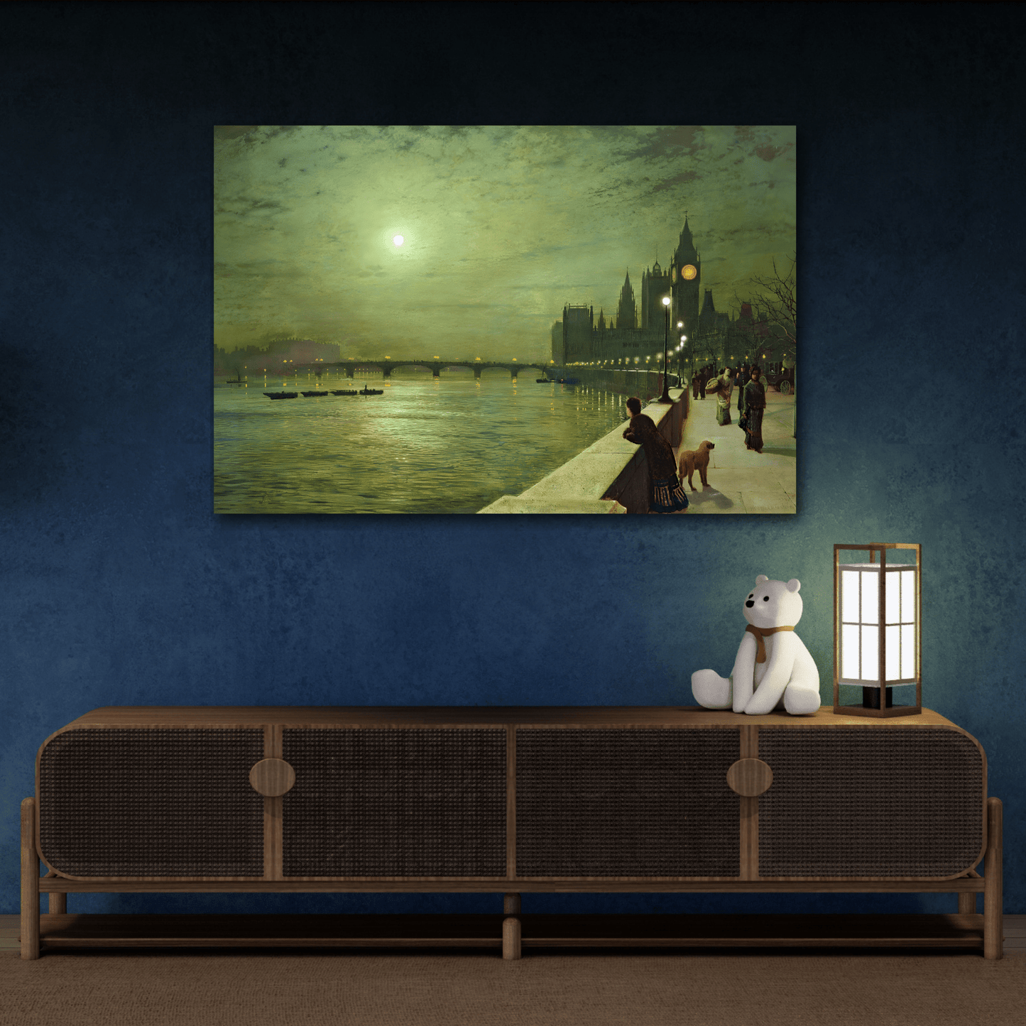 Thames Reflections Canvas Wall Art Print - Famous Atkinson Reproduction
