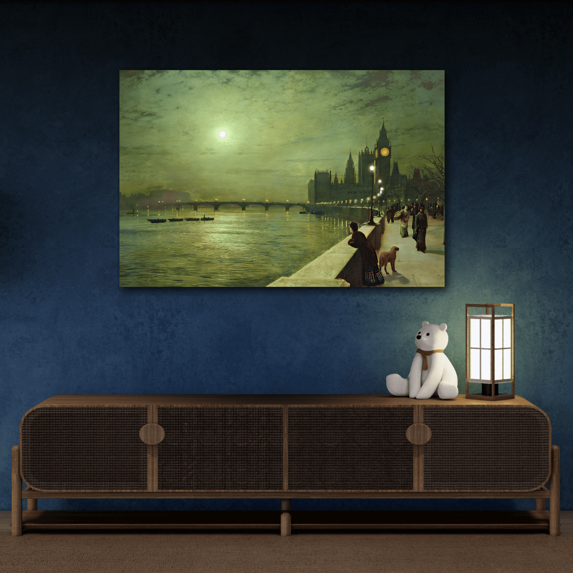 Thames Reflections Canvas Wall Art Print - Famous Atkinson Reproduction