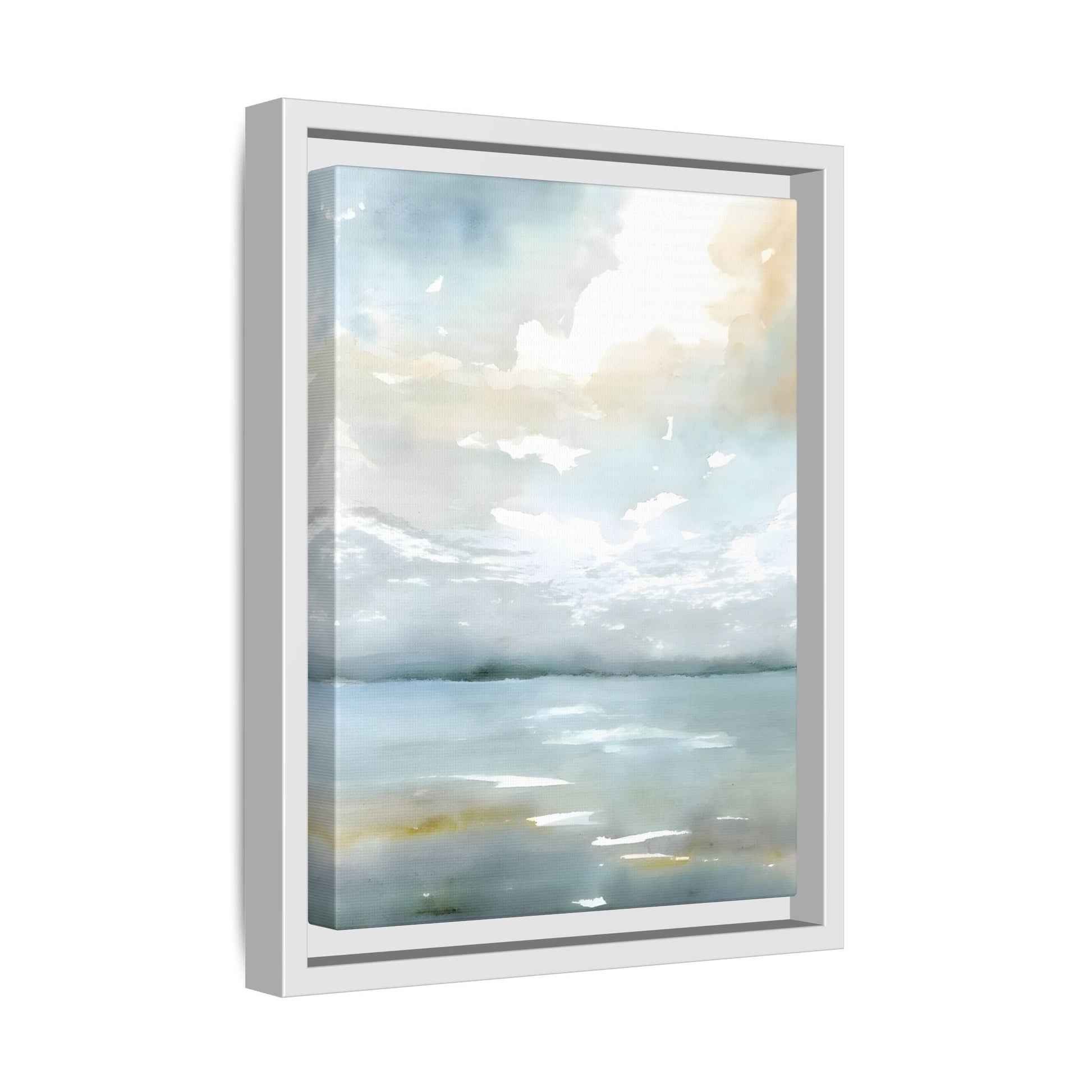 Tranquil Waters Calming Canvas Art - Coastal Landscape Neutral Seascape